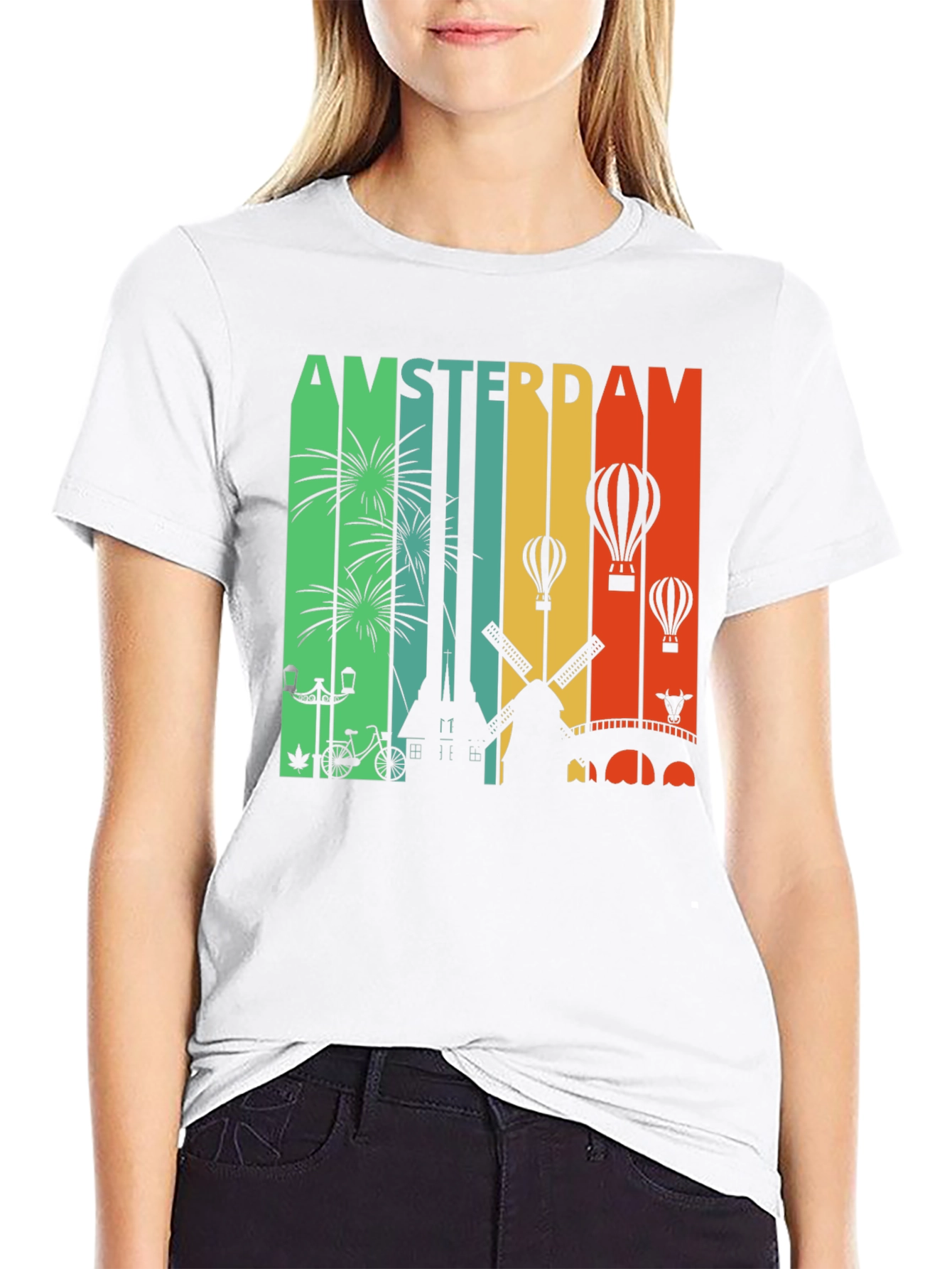 Black Amsterdam Cityscape Graphic Tee view 9