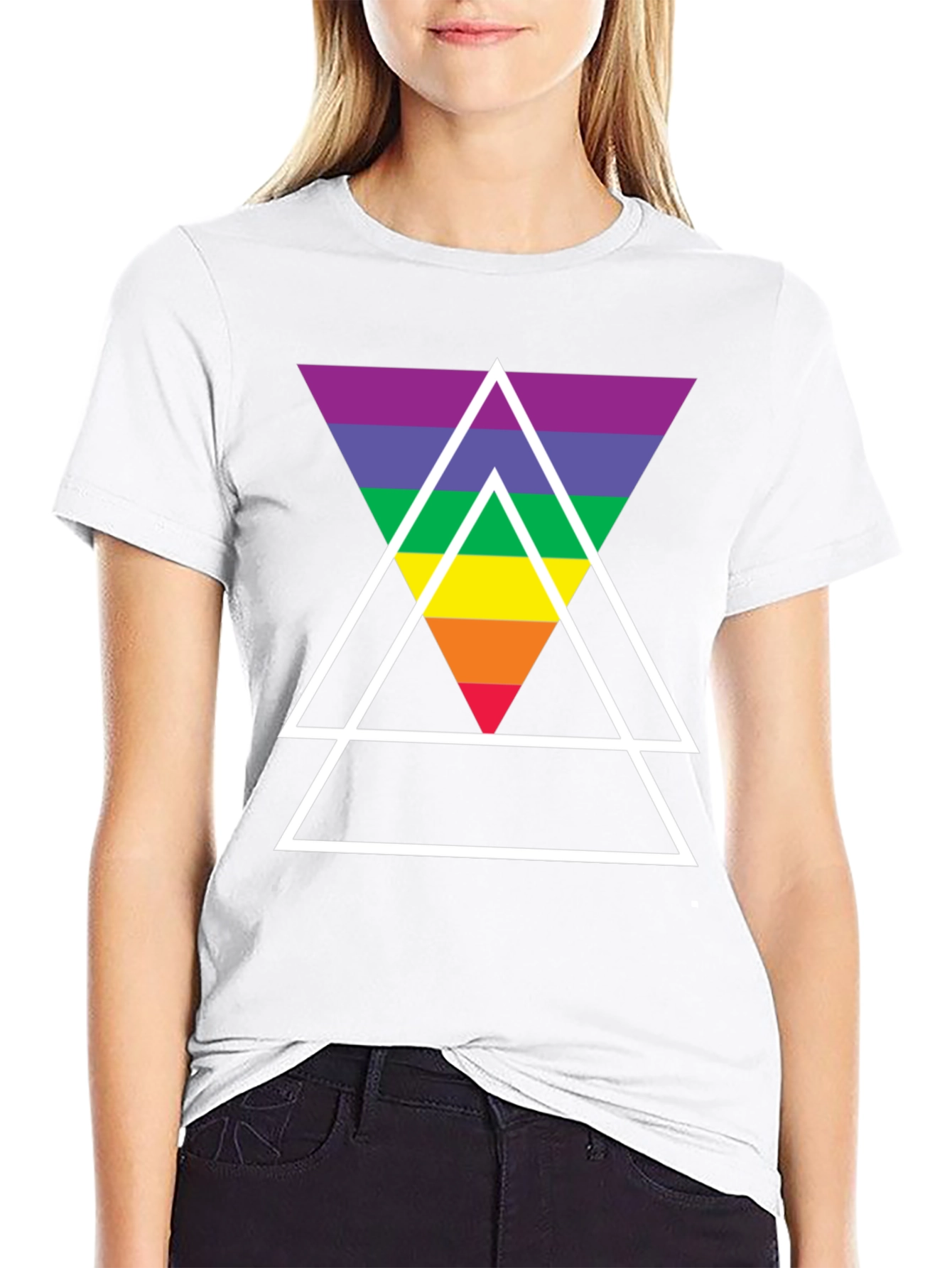 Black Rainbow Triangle Graphic Tee - Stylish Casual Wear view 9