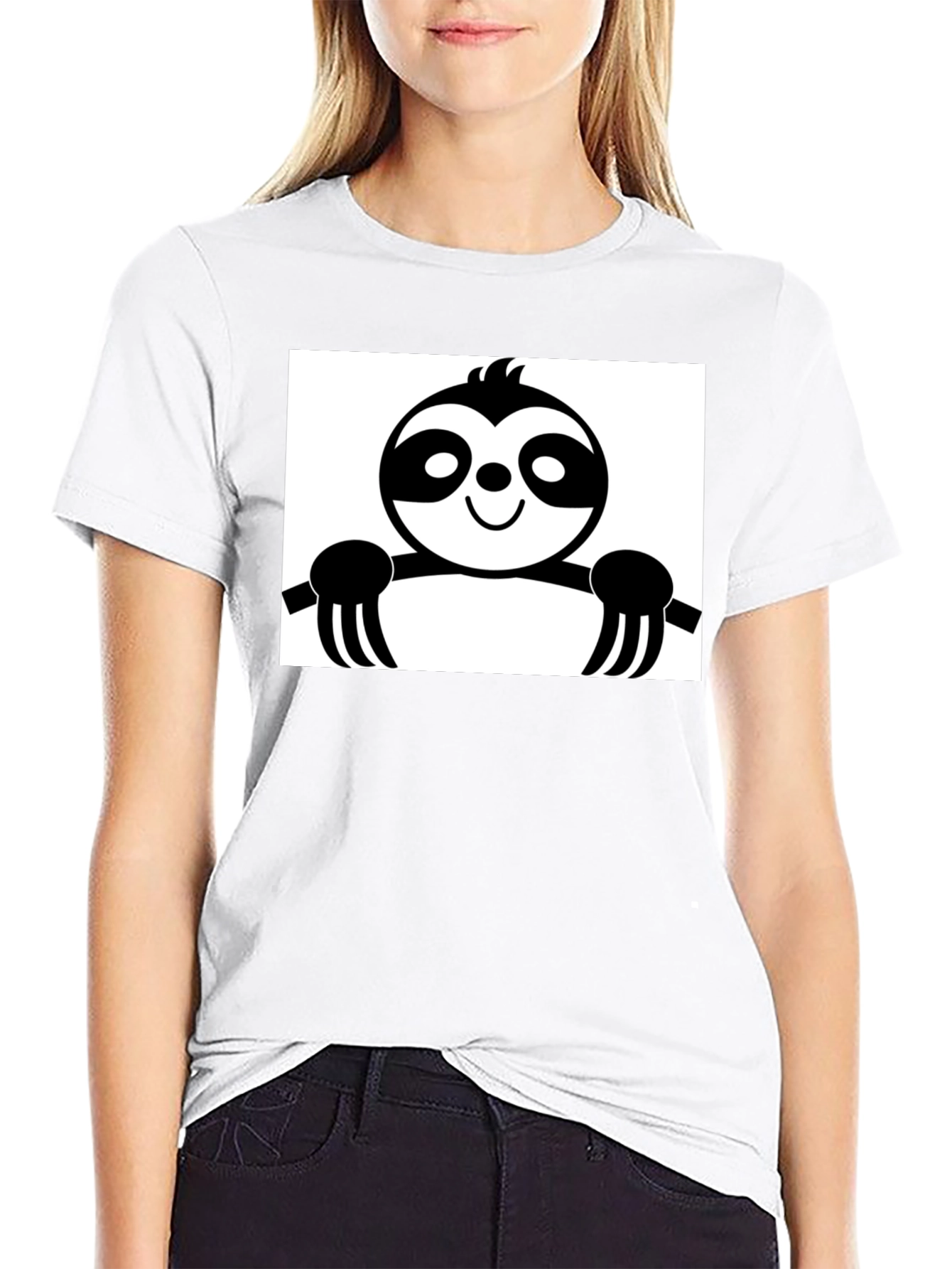 Black Sloth Graphic Tee - Black Cotton Casual Shirt view 9