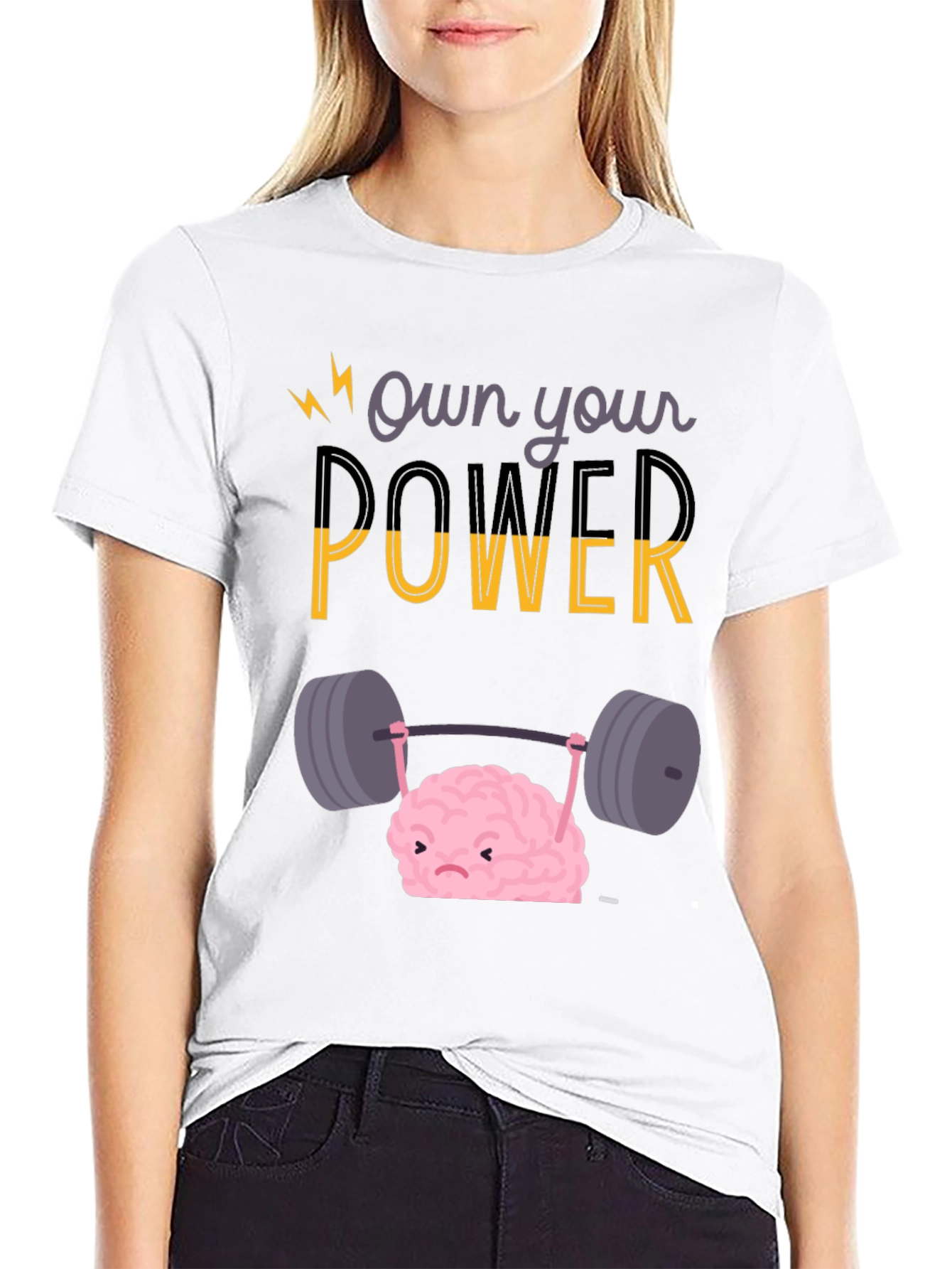 Black Own Your Power T-Shirt - Brain Lifting Weights view 9
