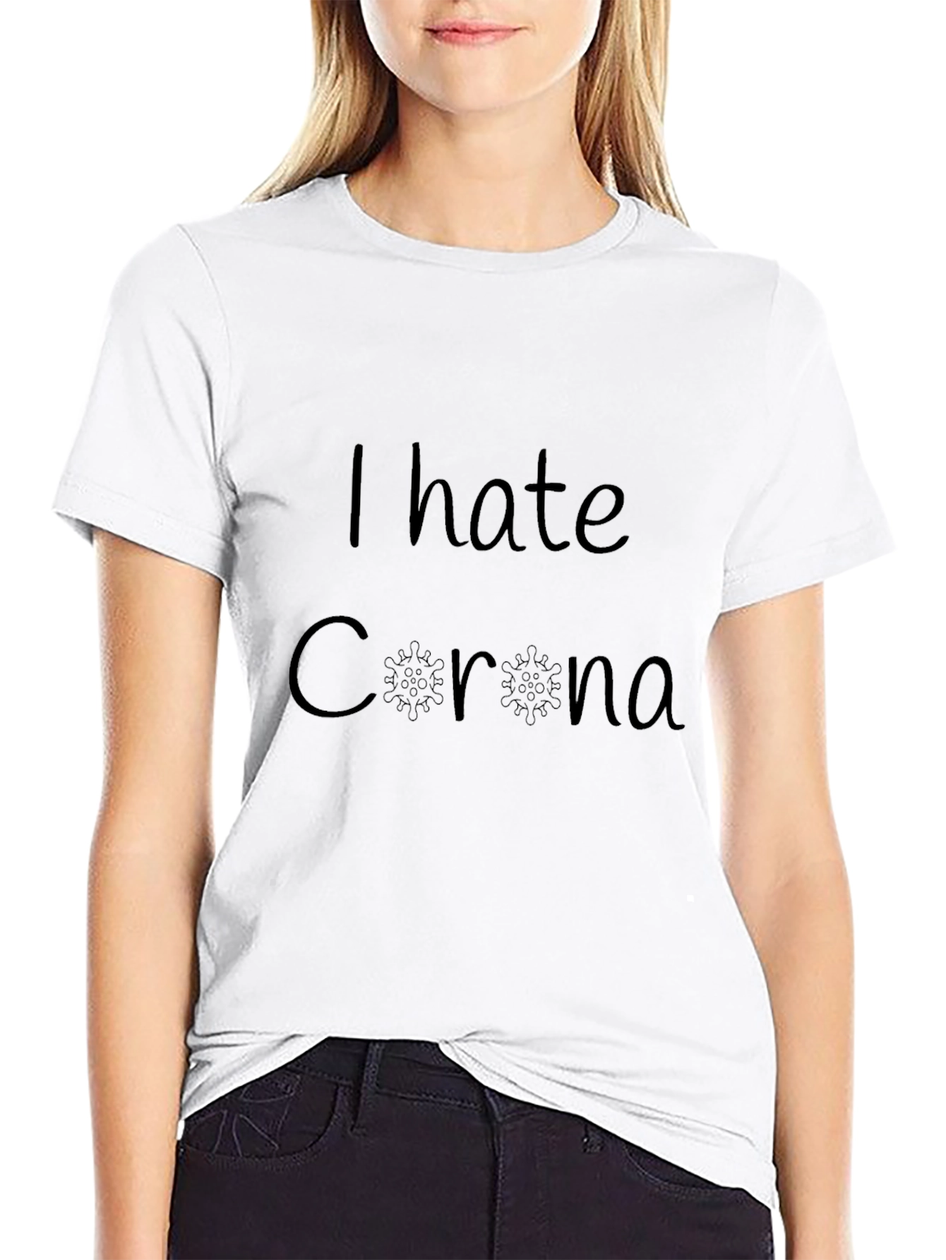 Black I Hate Corona Black T-Shirt view 9