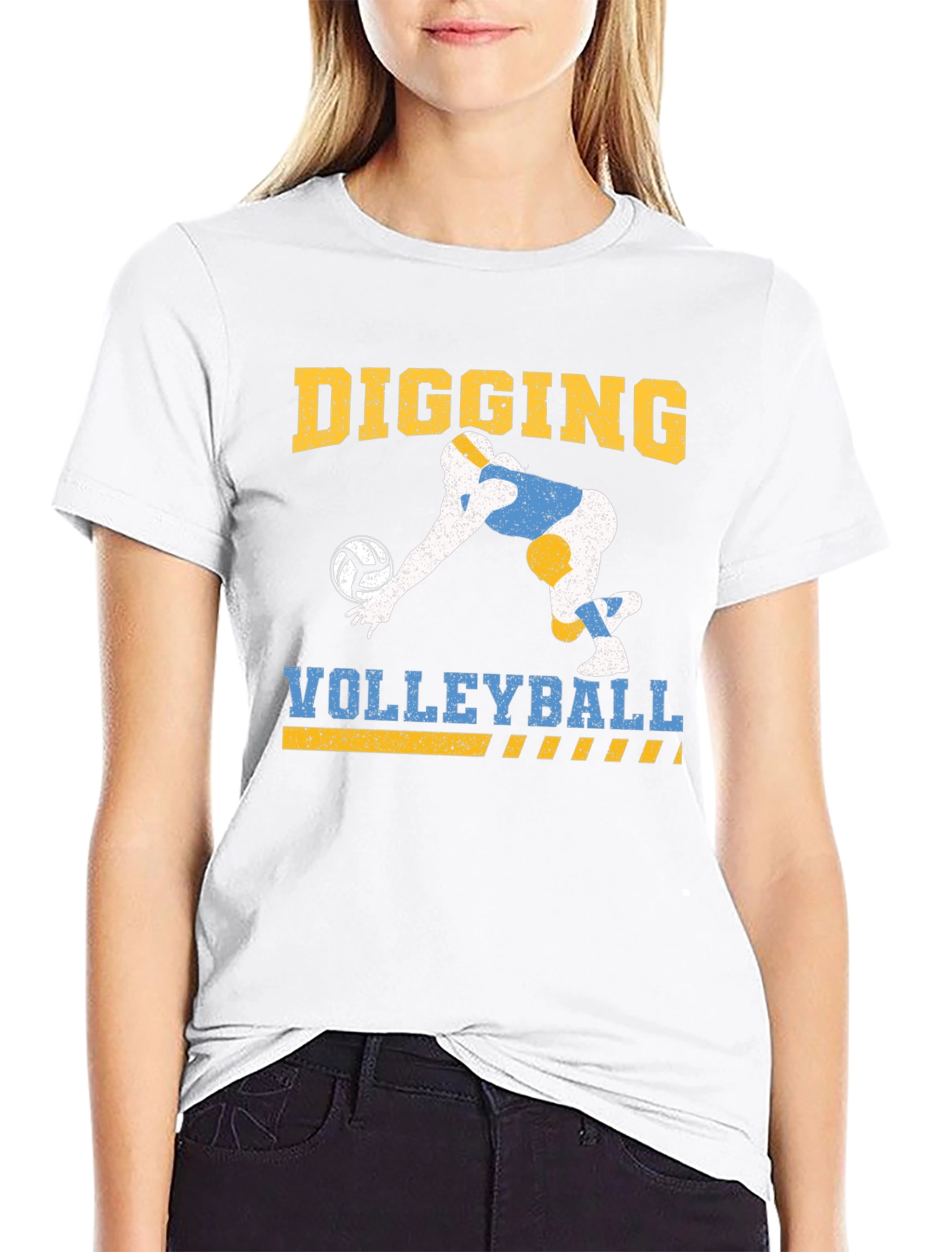 Black Digging Volleyball Graphic Tee - Black view 9