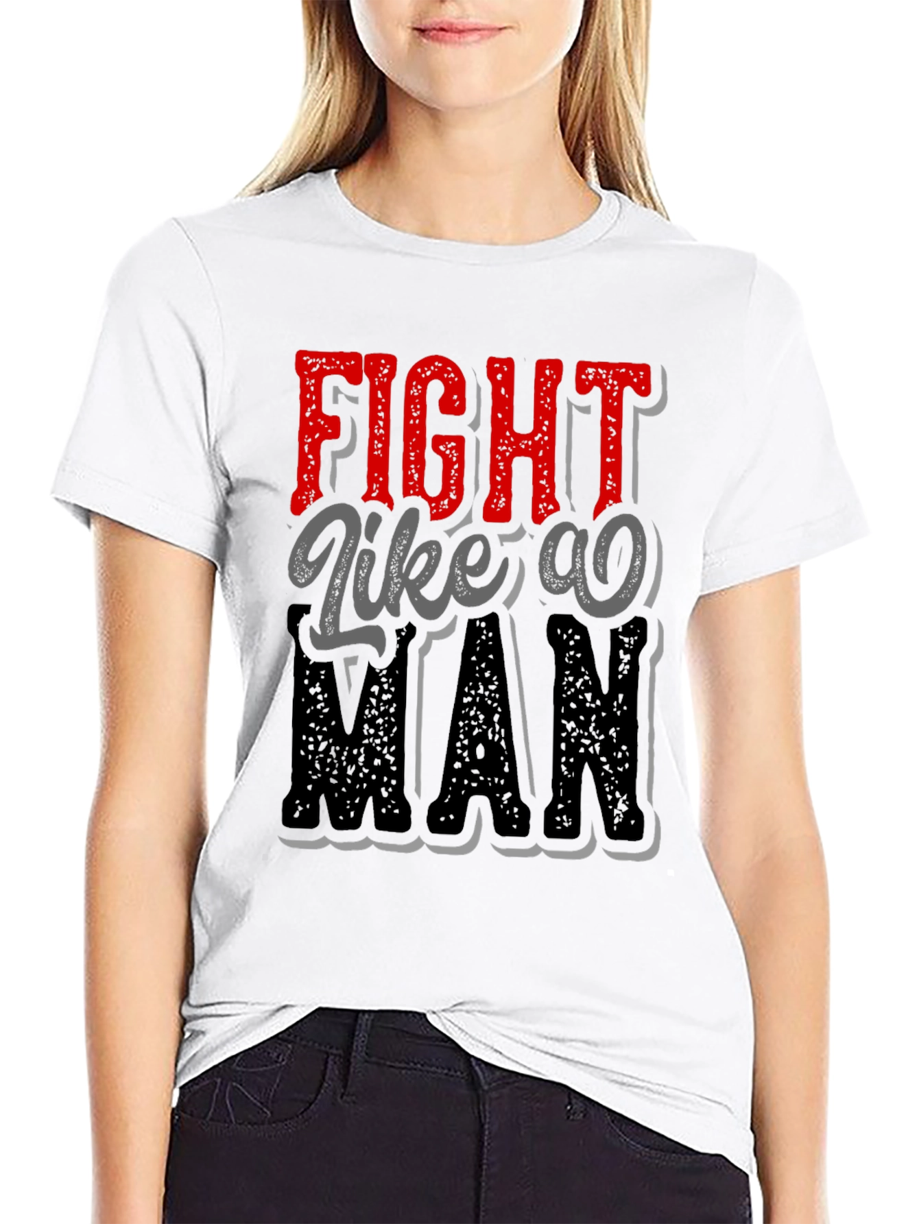 Black Fight Like a Man Graphic Tee - Bold Statement Shirt view 9