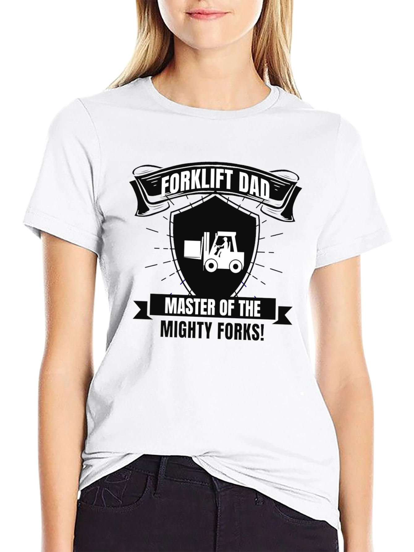 Black Forklift Dad T-Shirt - Master of the Mighty Forks! view 9