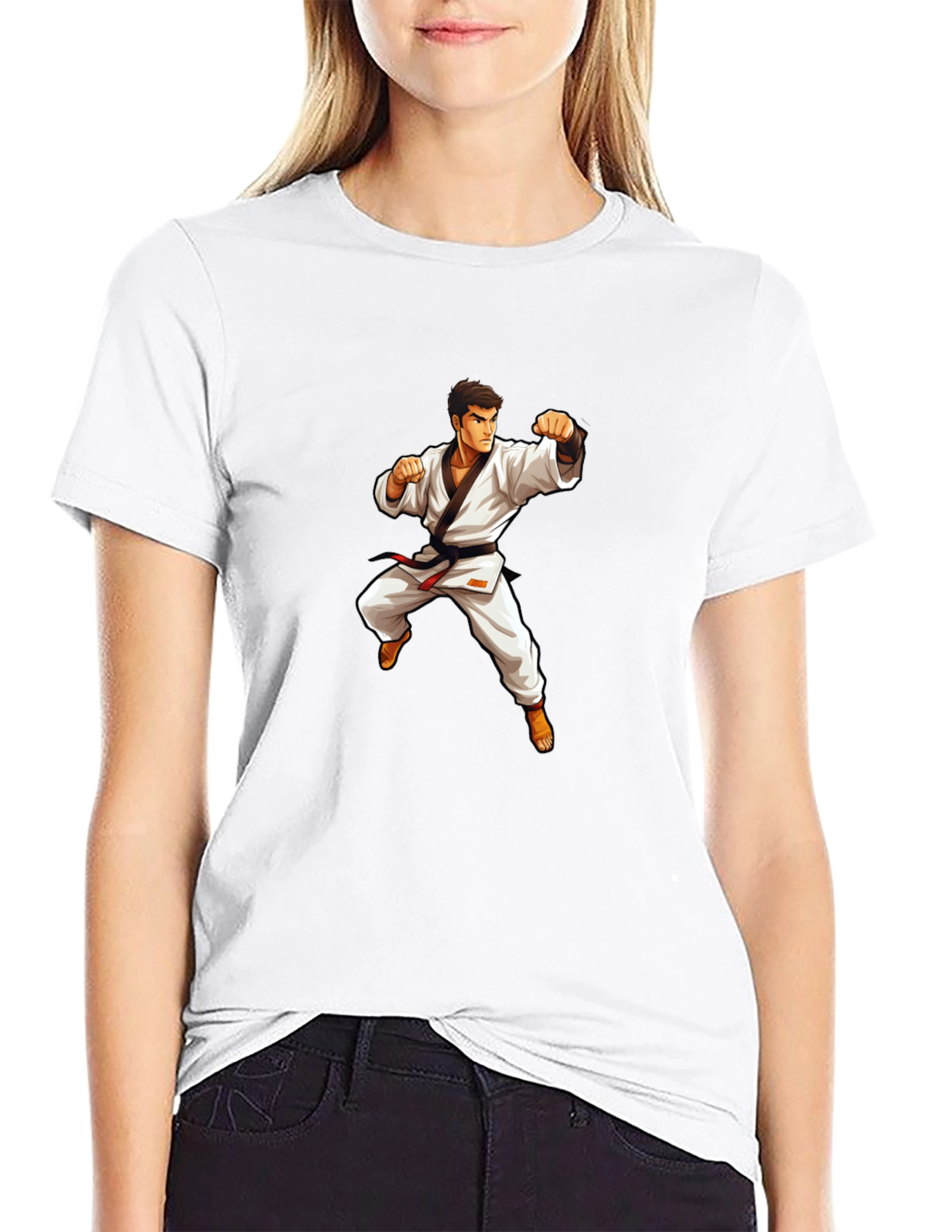 Black Karate Master Graphic T-Shirt - Black Cotton Tee view 9