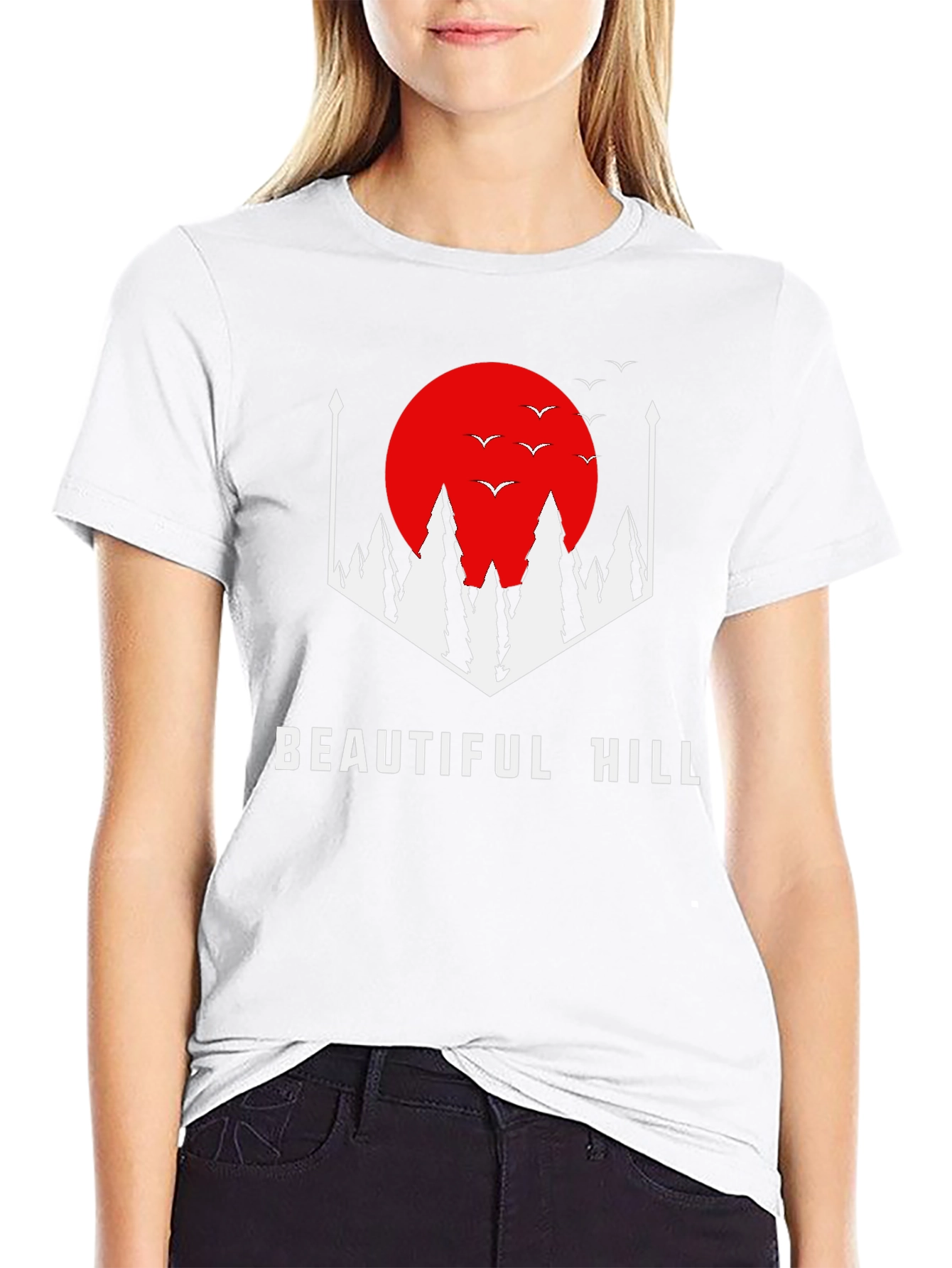 Black Beautiful Hill Graphic Tee - Stylish Comfort view 9