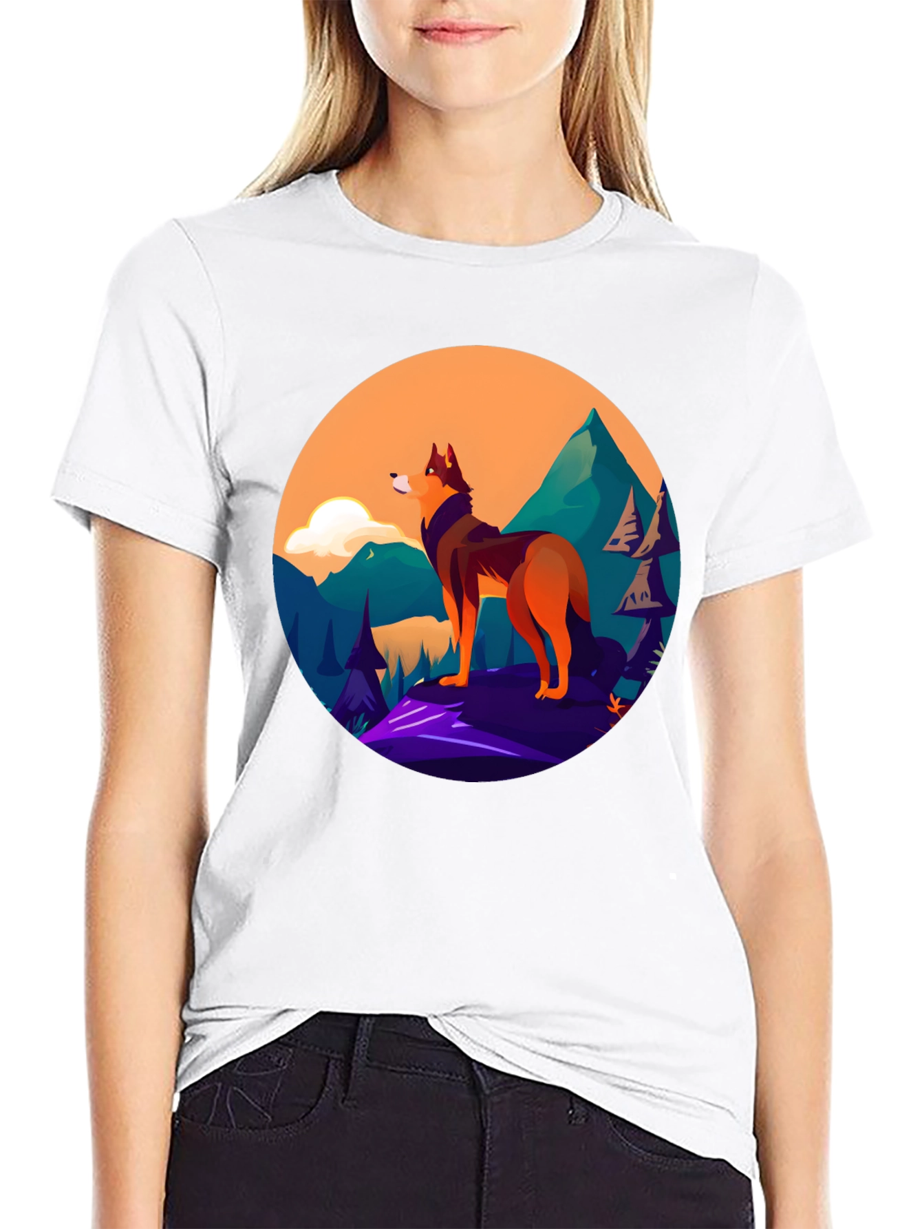 Black Wolf Graphic Black T-Shirt view 9