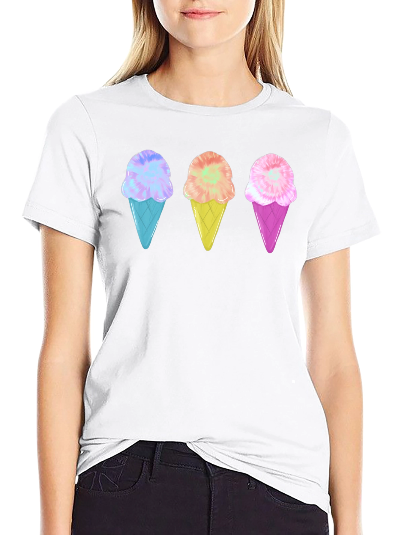Black Ice Cream Cone Graphic Tee - Black Unisex T-Shirt view 9