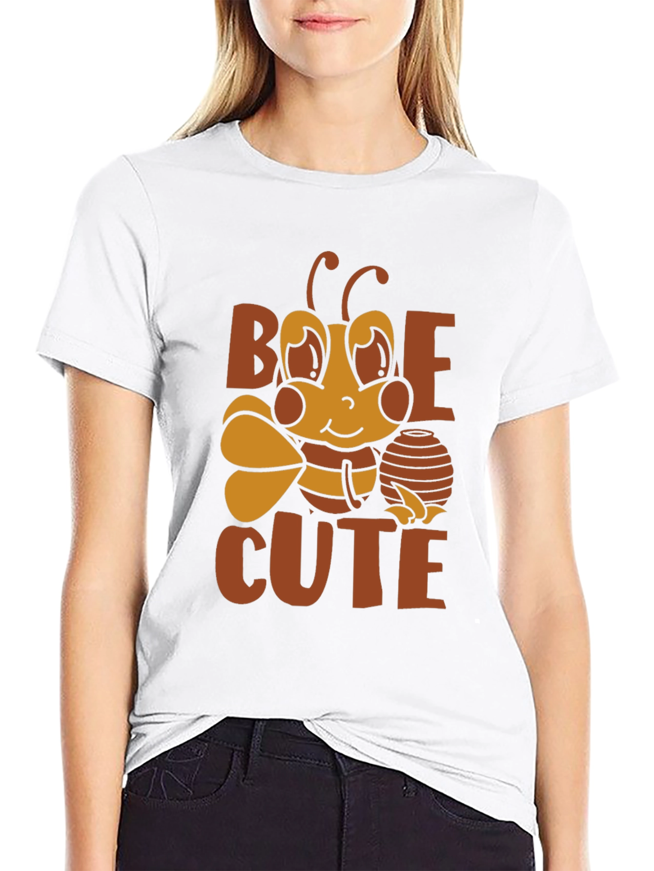 Black Bee Cute Graphic Tee -  Unisex Black T-Shirt view 9