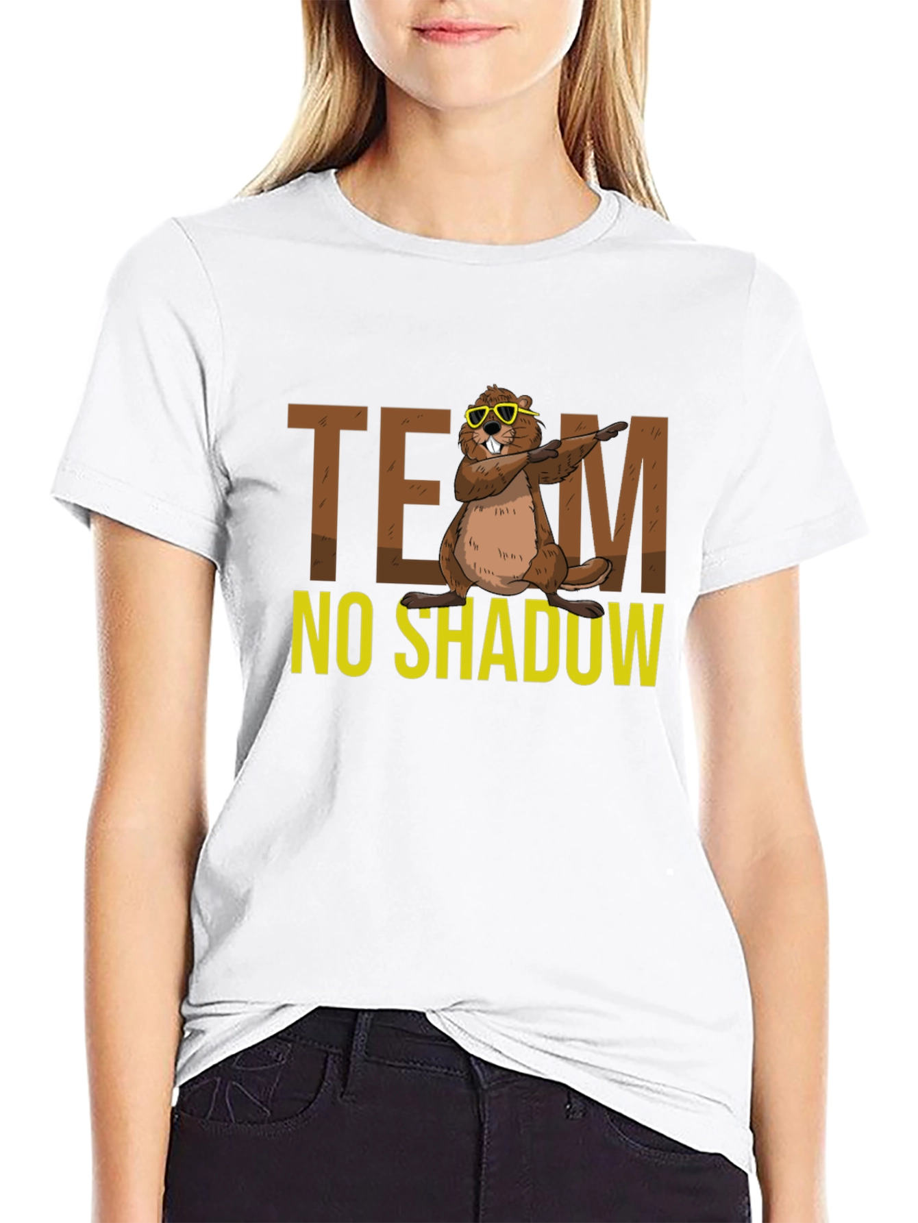 Black Team No Shadow Funny Groundhog Day T-Shirt view 9