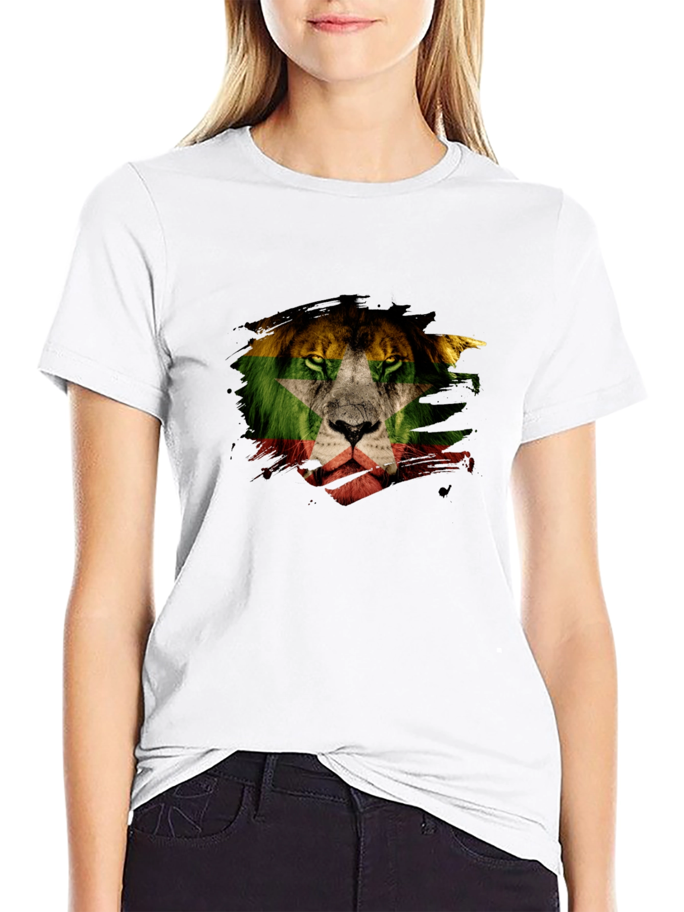 Black Lion Flag Graphic T-Shirt - Modern Style view 9