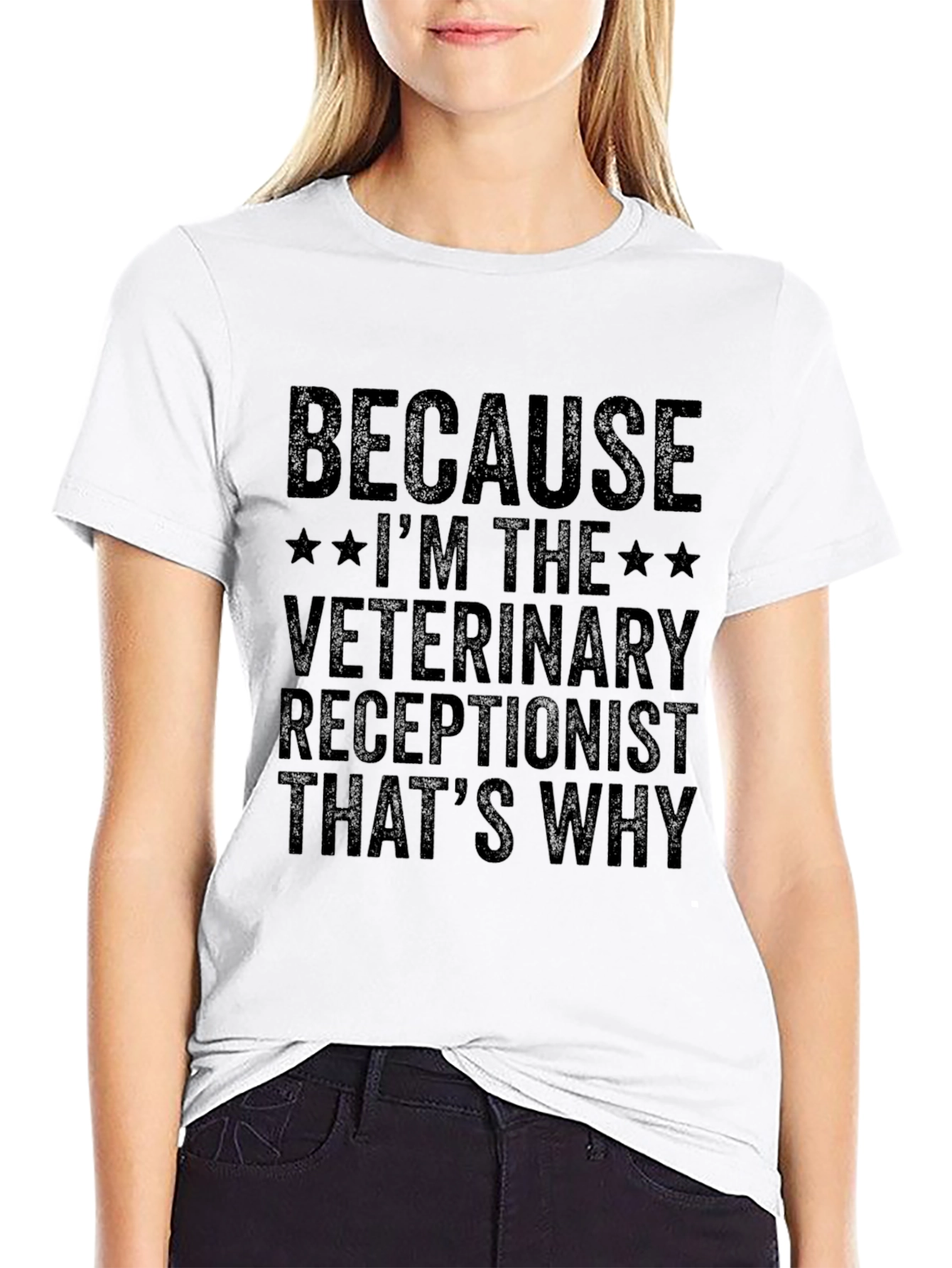 Black Veterinary Receptionist T-Shirt - Because I'm The... view 9
