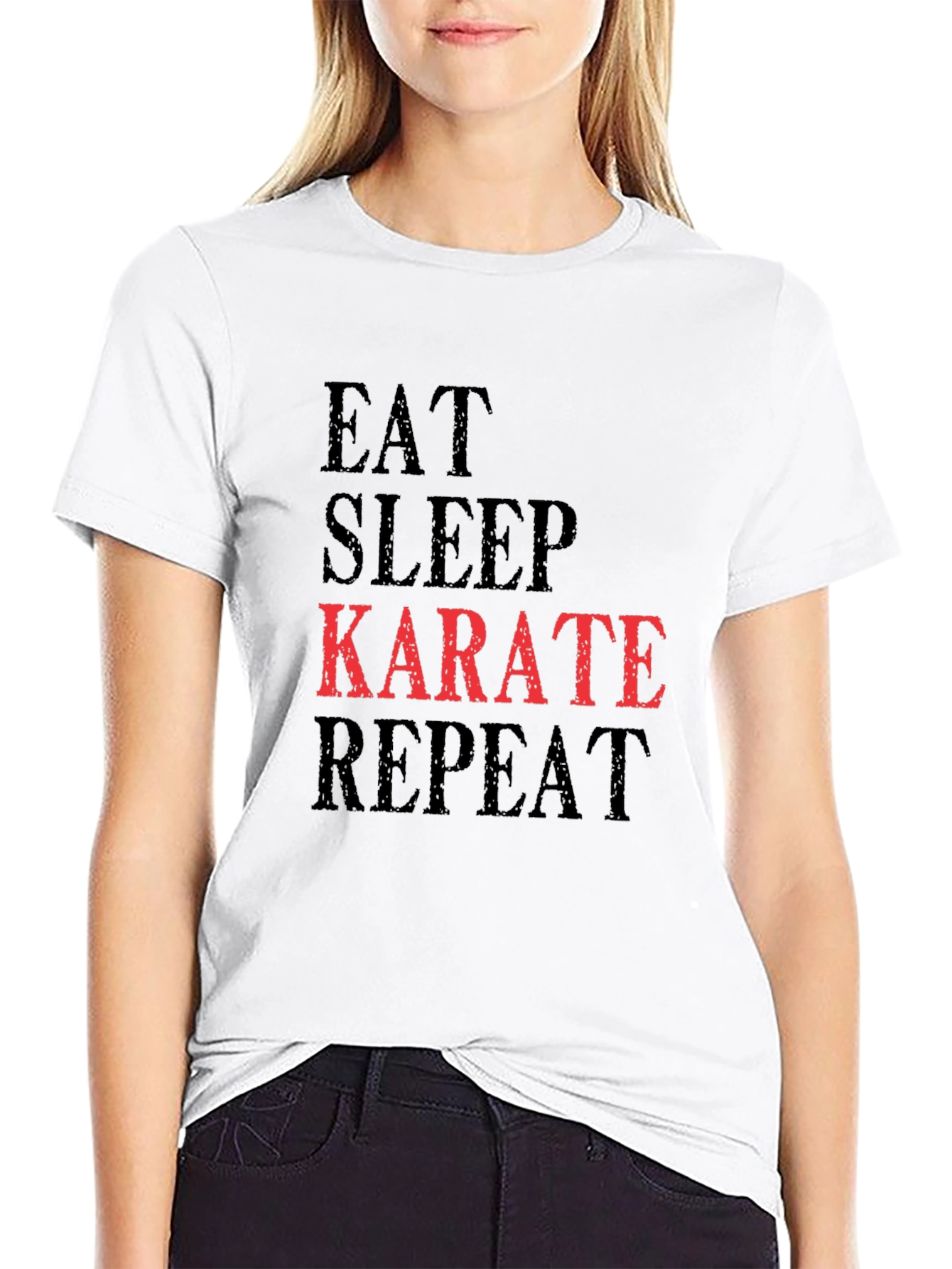 Black Eat Sleep Karate Repeat T-Shirt view 9