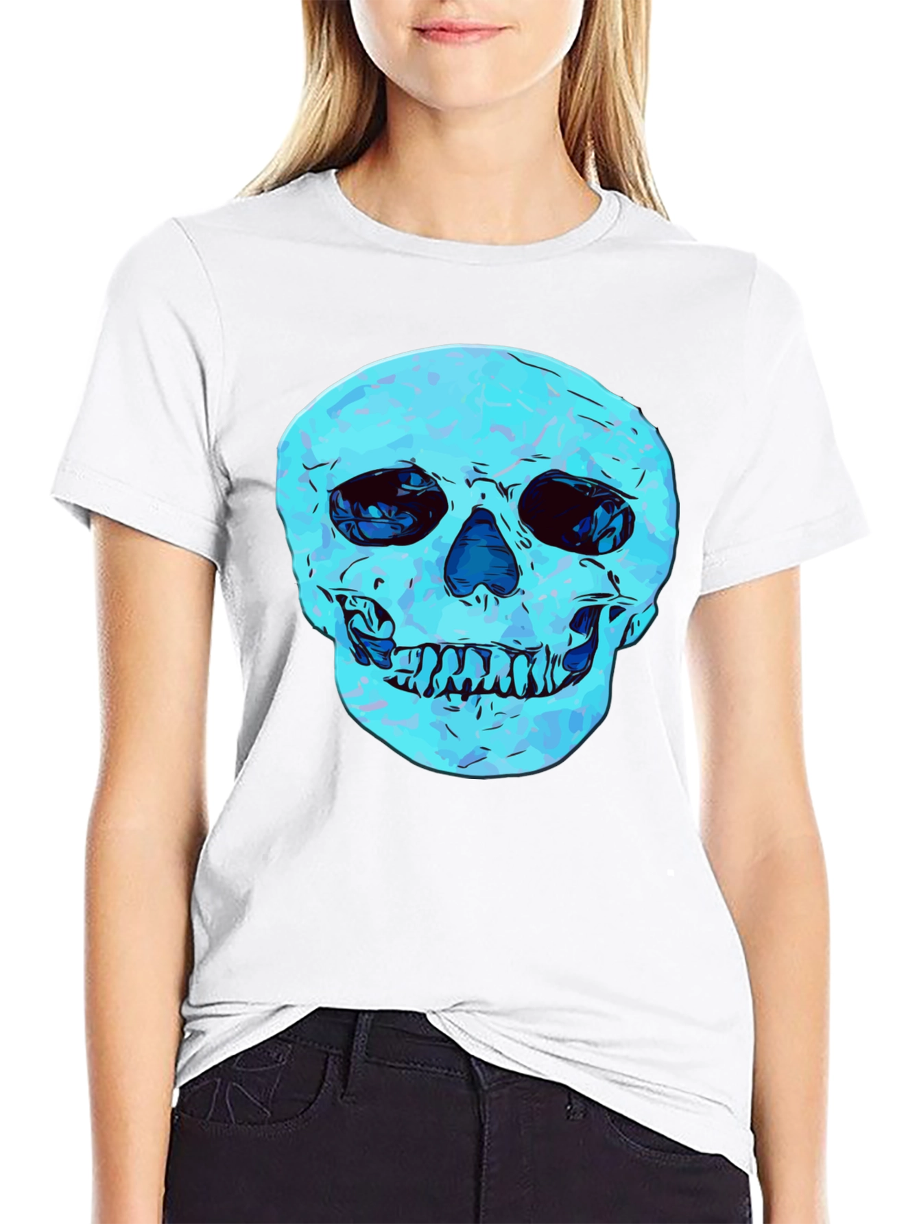 Black Cool Skull Graphic Print Black T-Shirt view 9