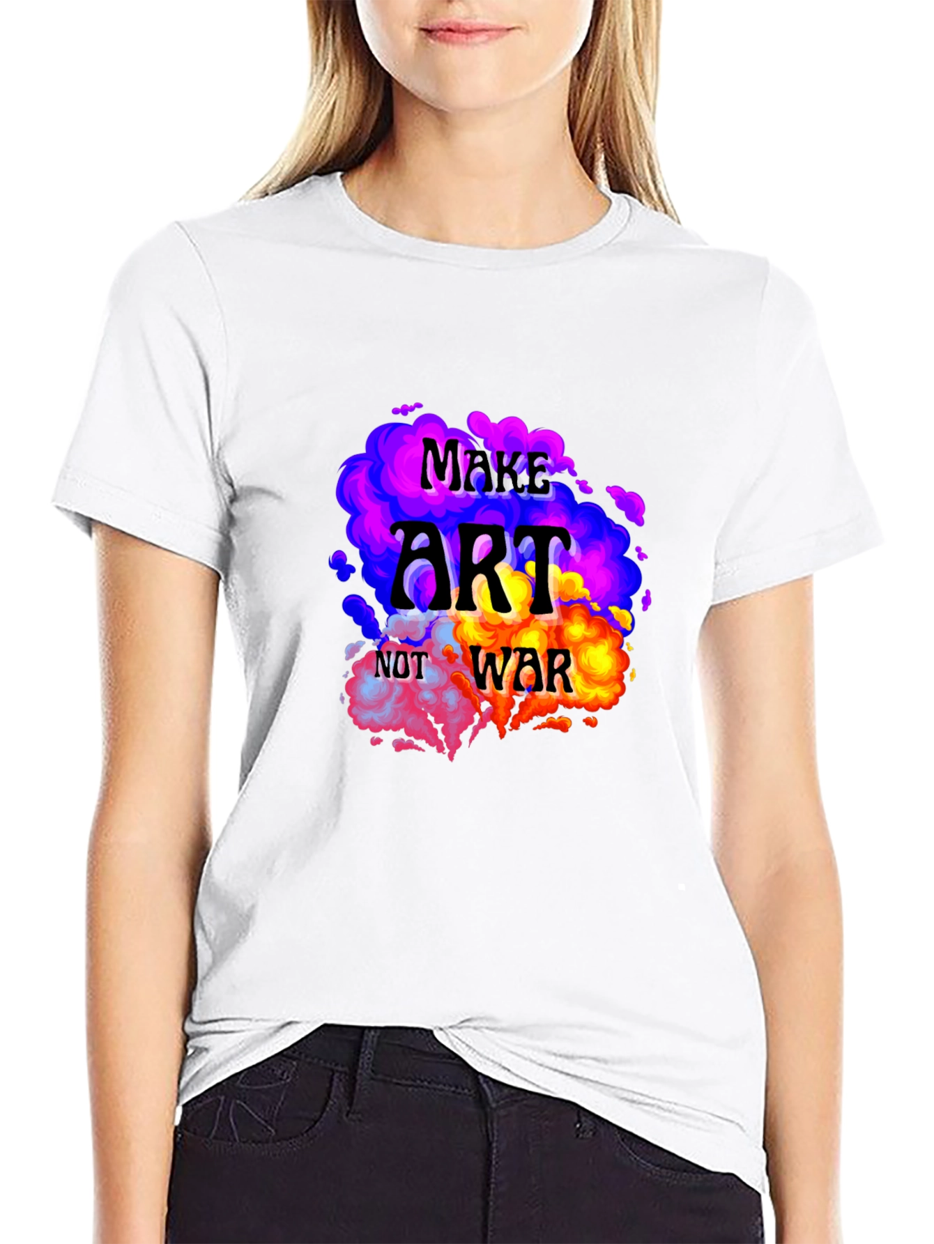 Black Make Art Not War Graphic T-Shirt view 9