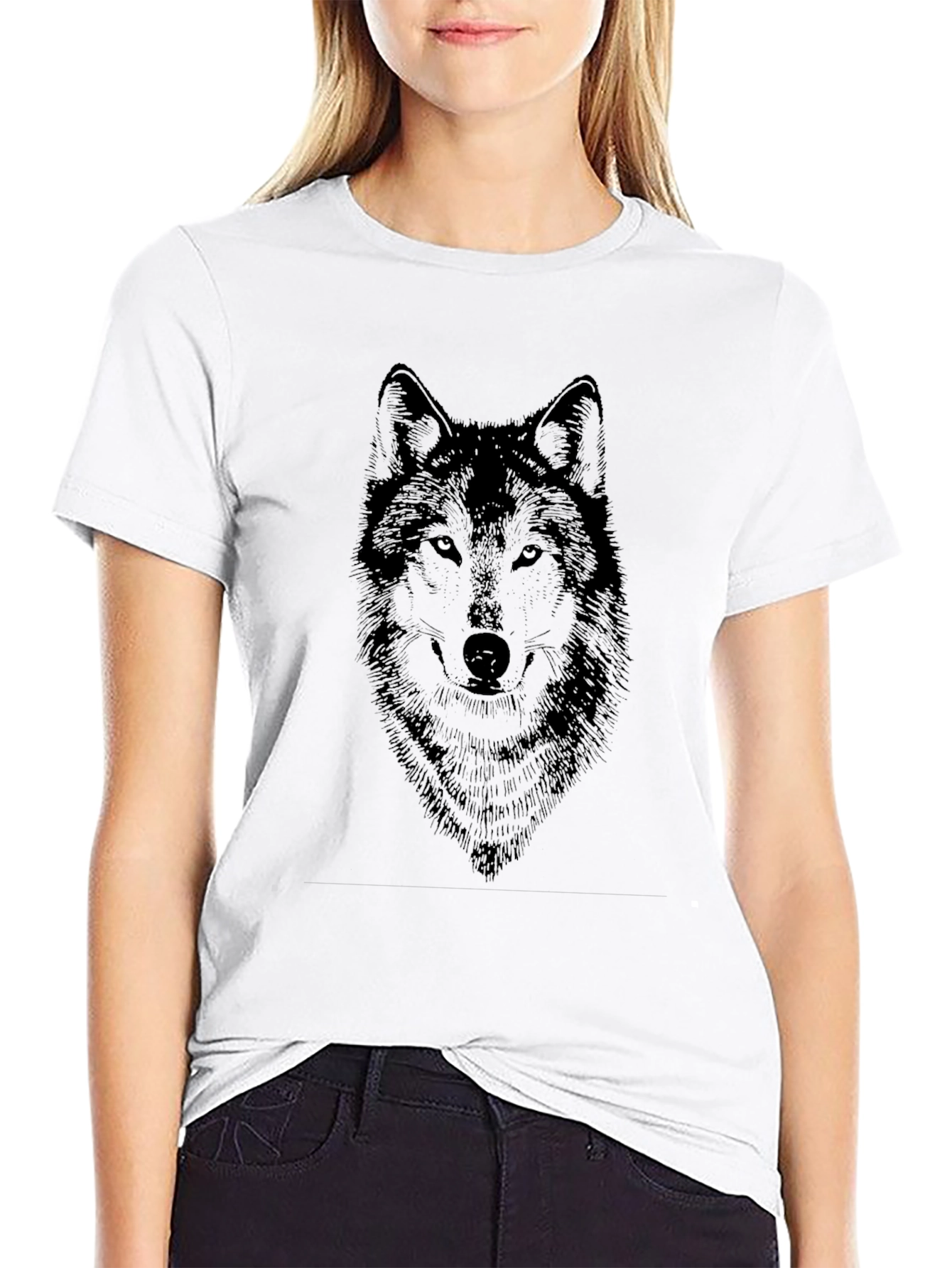 Black Men's Black Wolf Graphic Tee - Fierce Style view 9