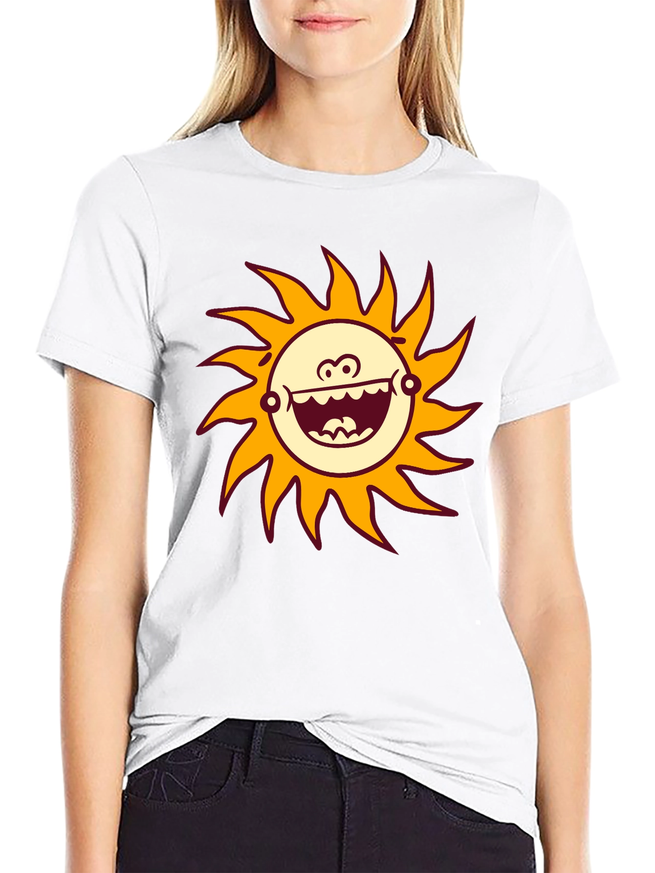 Black Funny Sun Graphic Black T-Shirt view 9