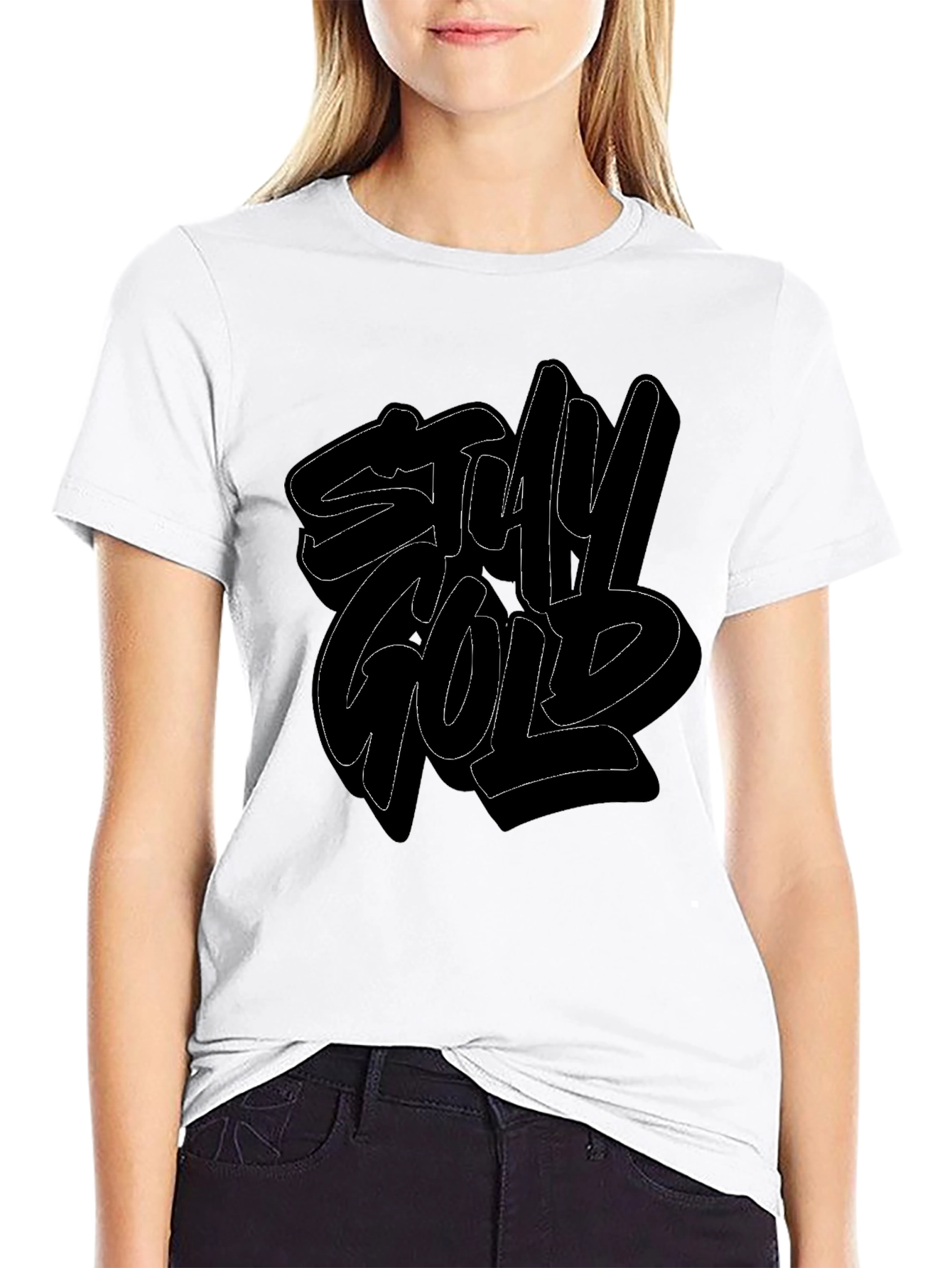 Black Stay Gold Graphic Print Men's Black T-Shirt view 9