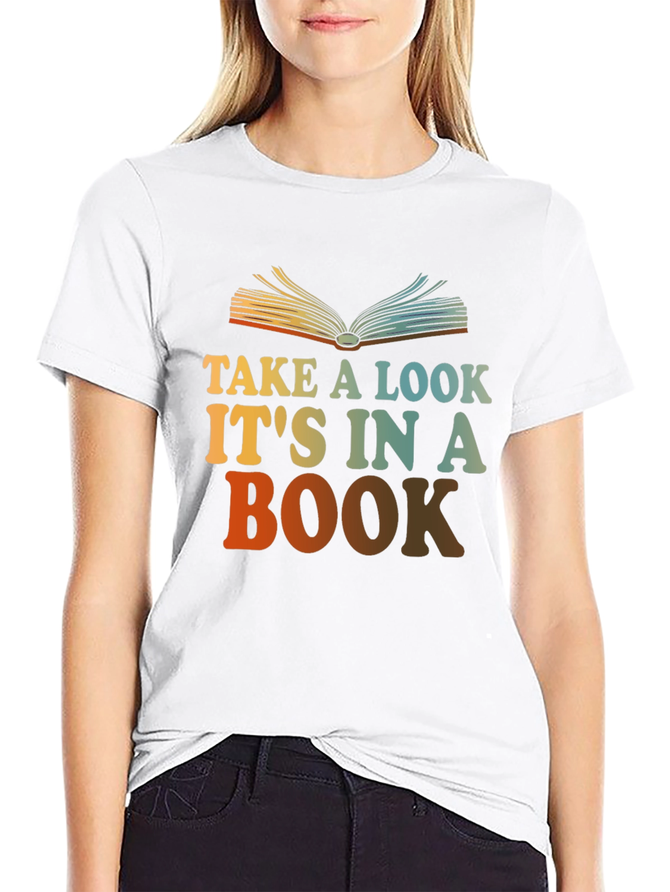 Black Take a Look It's in a Book T-Shirt view 9