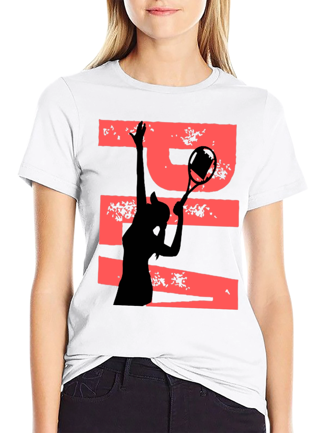 Black Tennis Player Graphic Tee - Unique Design view 9