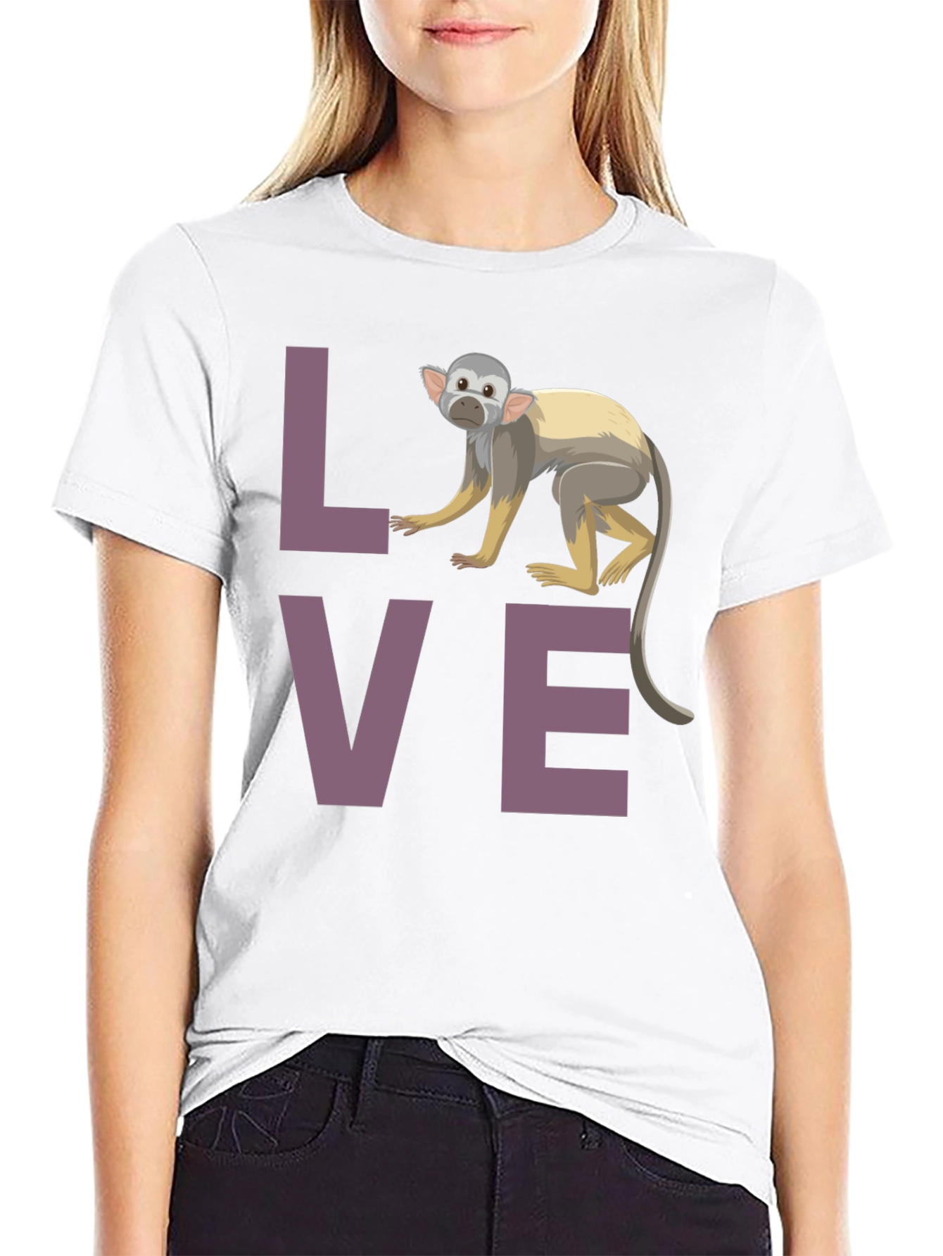 Black Love Monkey T-Shirt - Black Crew Neck Graphic Tee view 9