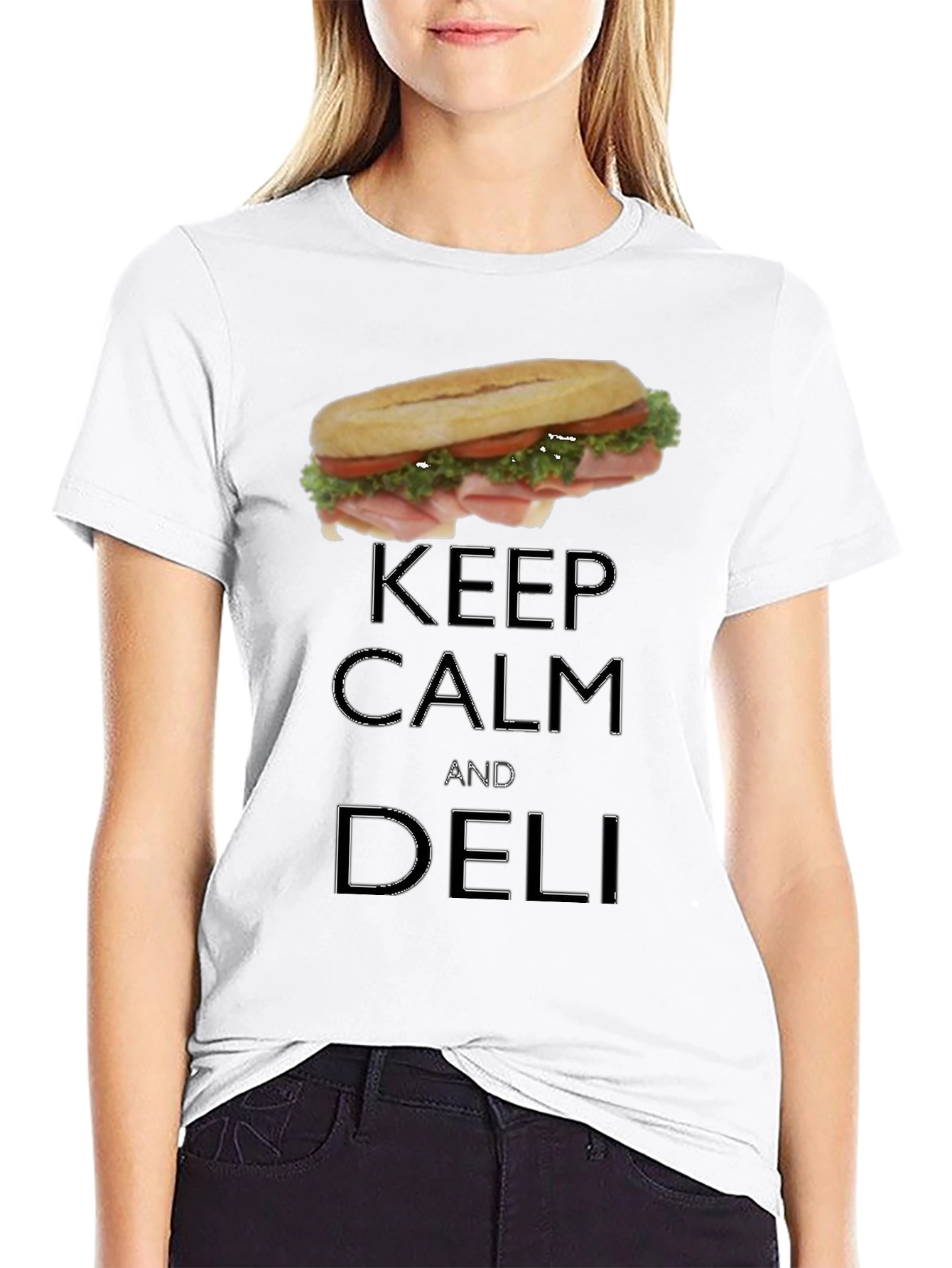 Black Keep Calm & Deli T-Shirt - Sandwich Lover Tee view 9