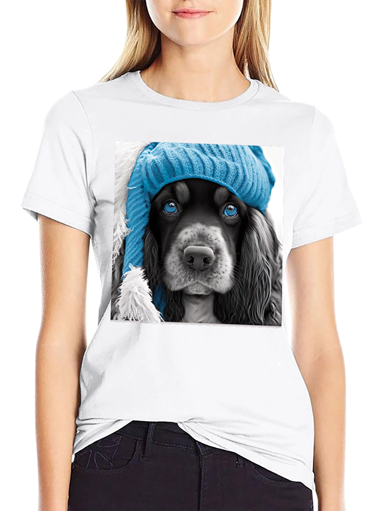 Black Dog in a Hat Graphic Tee view 9