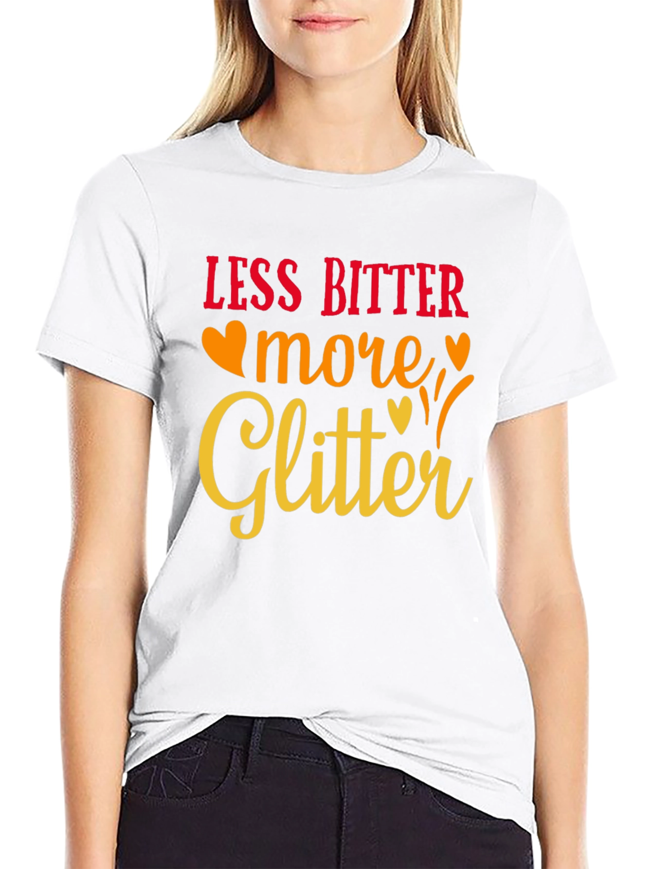 Black Less Bitter More Glitter Black Graphic Tee view 9