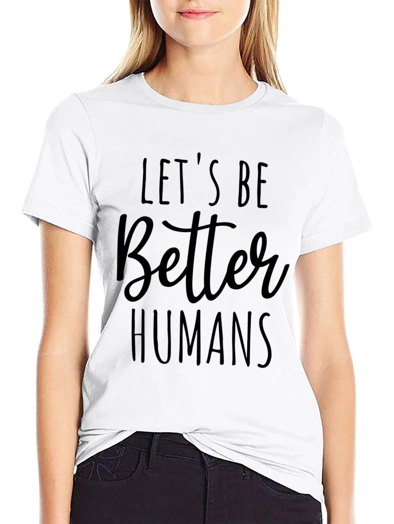Black Let's Be Better Humans Black Graphic T-Shirt view 9