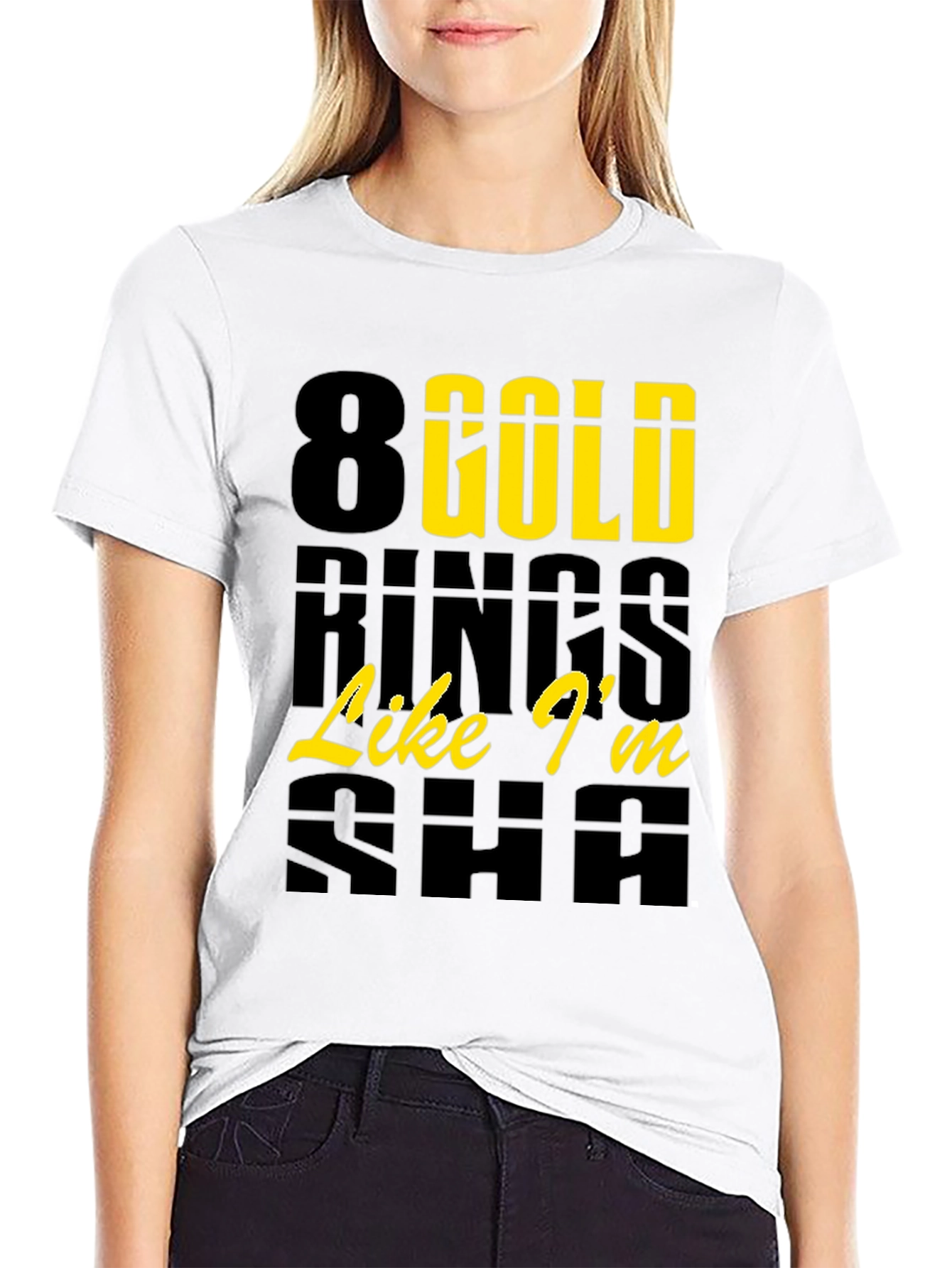 Black 8 Gold Rings Graphic Tee - Trendy & Stylish view 9