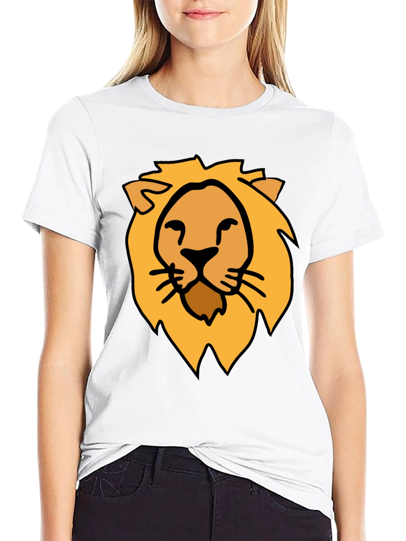 Black Lion Graphic Tee - Stylish Crew Neck Black T-Shirt view 9