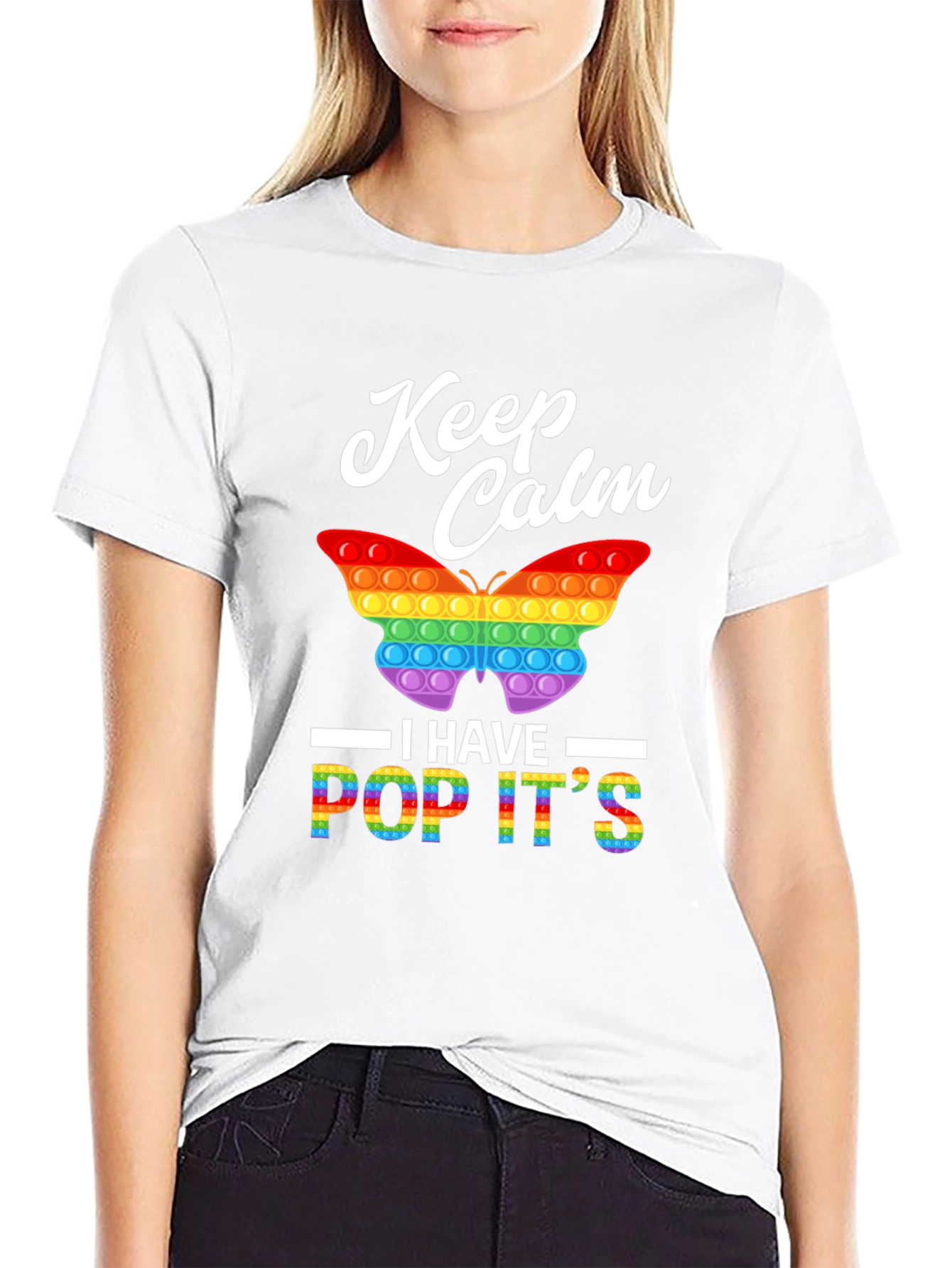 Black Keep Calm Pop It T-Shirt - Fun & Colorful! view 9