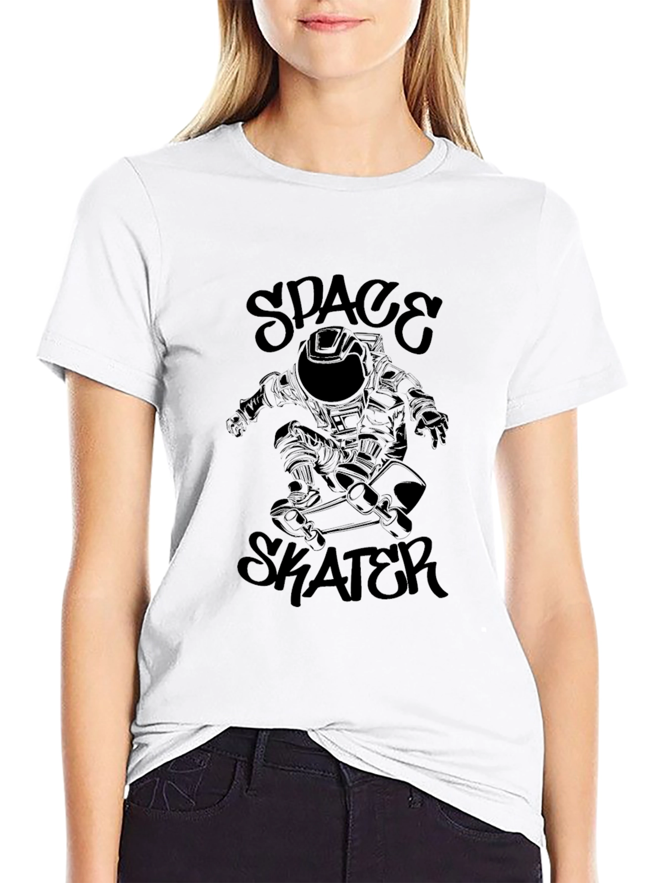 Black Space Skater Graphic Tee - Black Cotton T-Shirt view 9