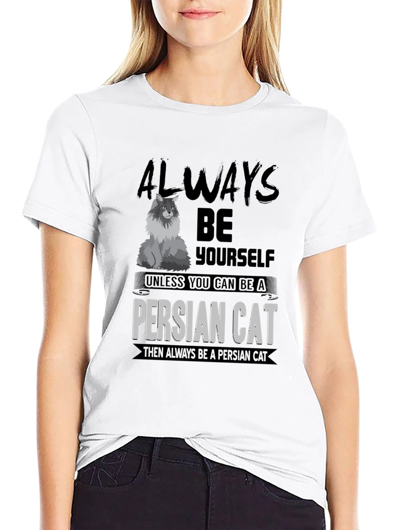 Black Funny Persian Cat T-Shirt view 9