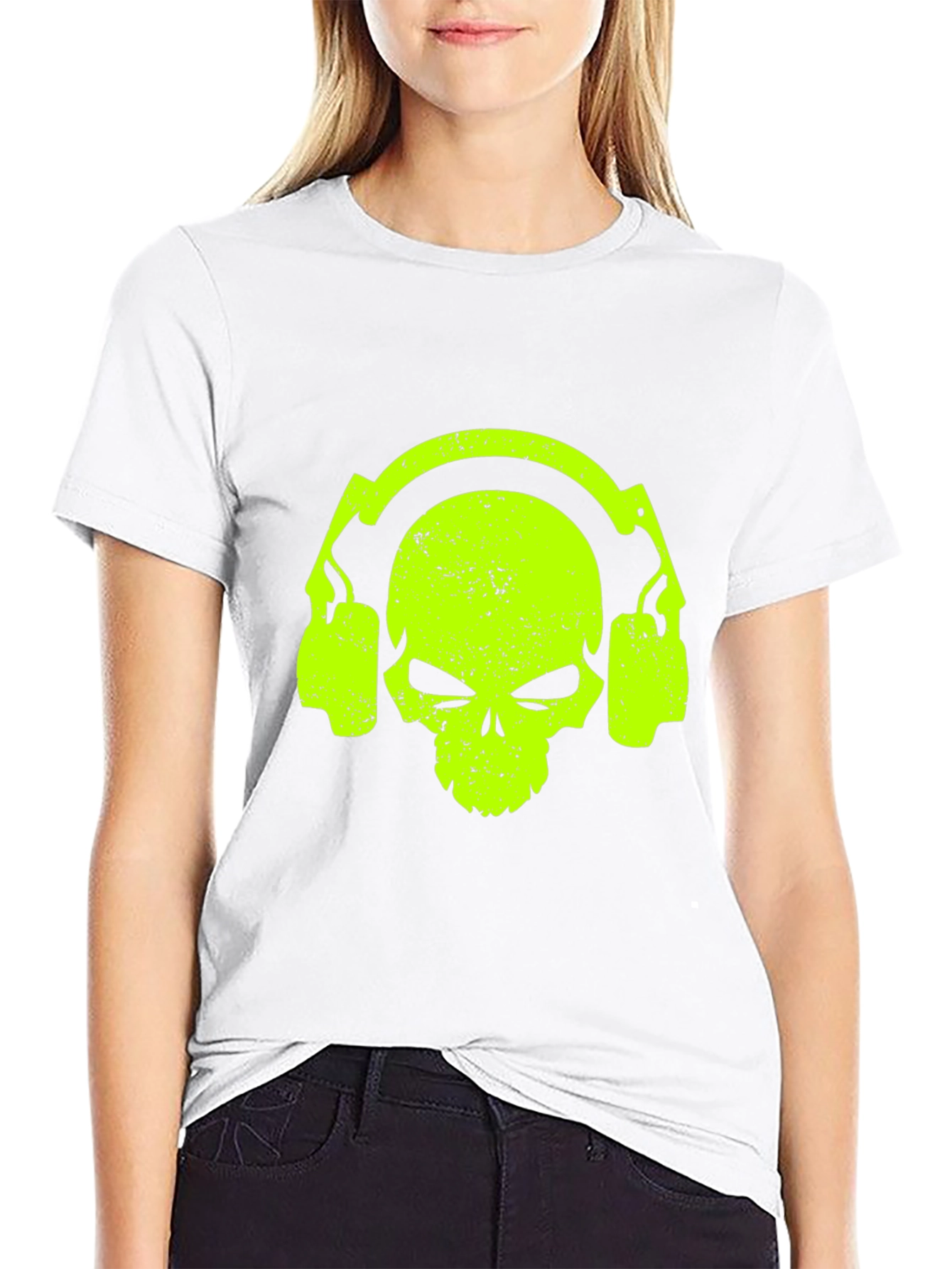 Black Skull Headphone Graphic Tee - Cool Black T-Shirt view 9