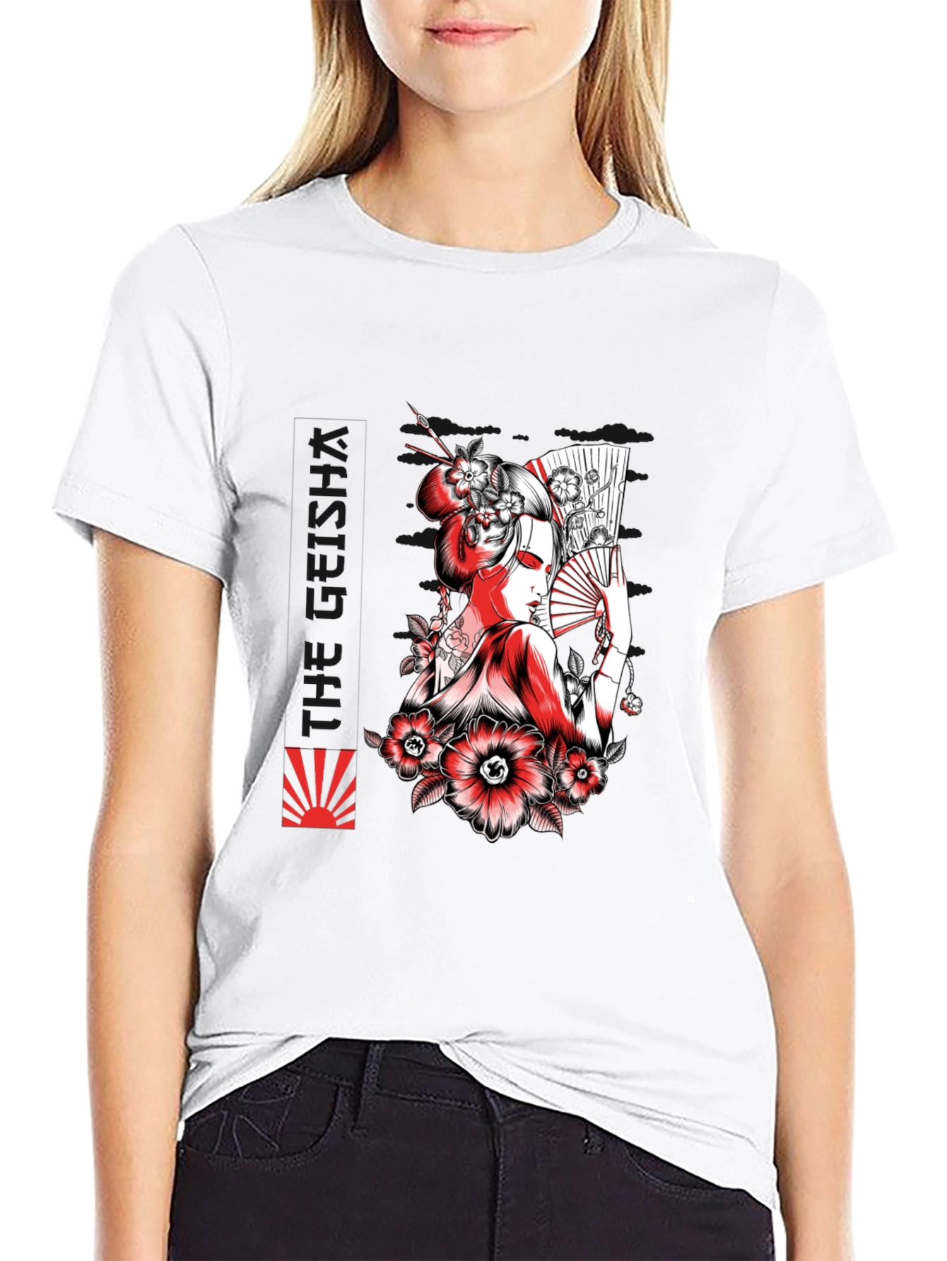 Black Geisha Art Graphic Tee - Black view 9