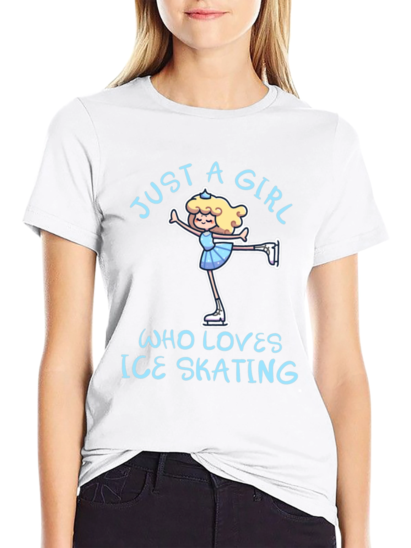 Black Just a Girl Who Loves Ice Skating T-Shirt view 9