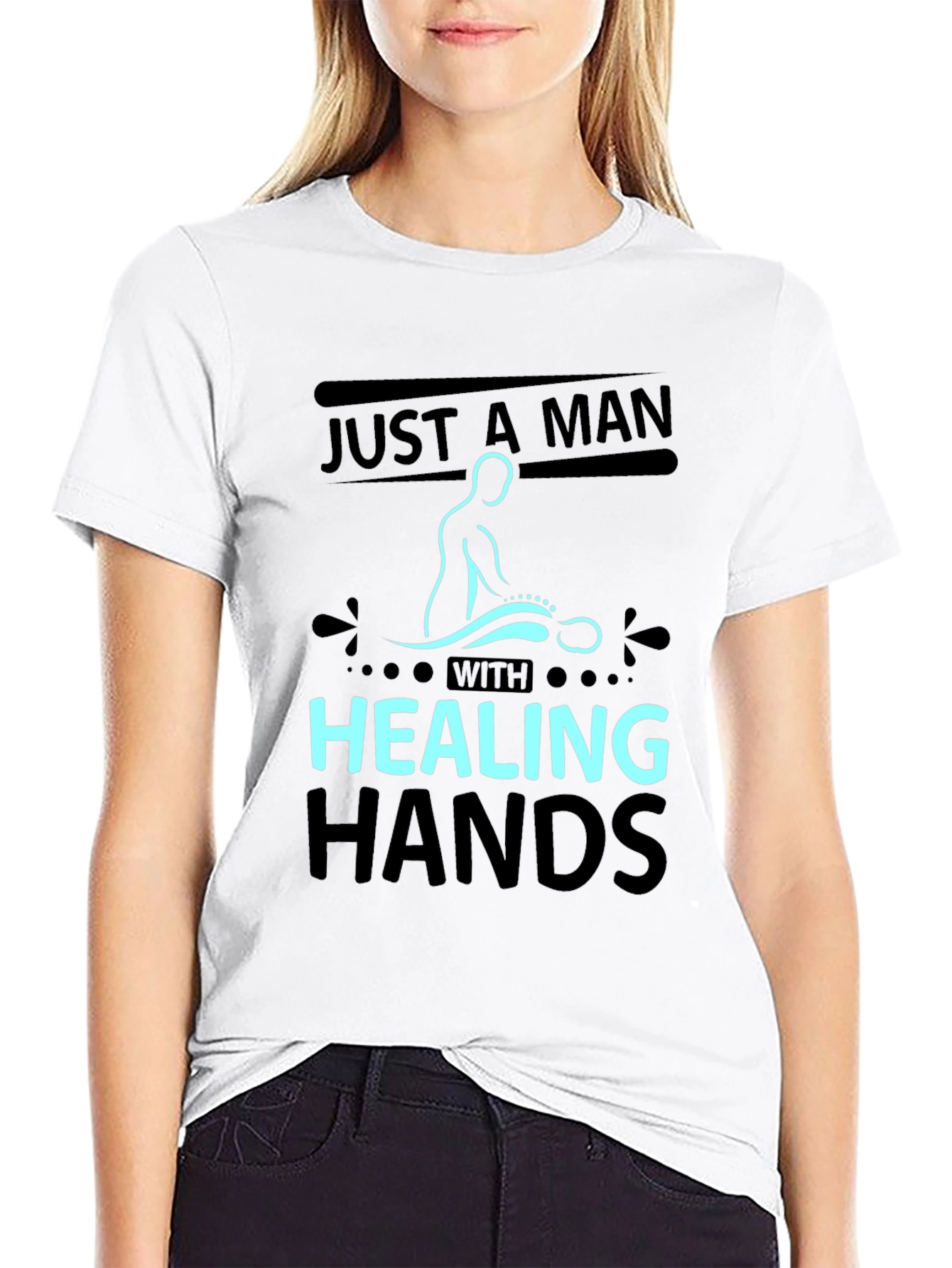 Black Healing Hands Massage Therapist Graphic Tee view 9