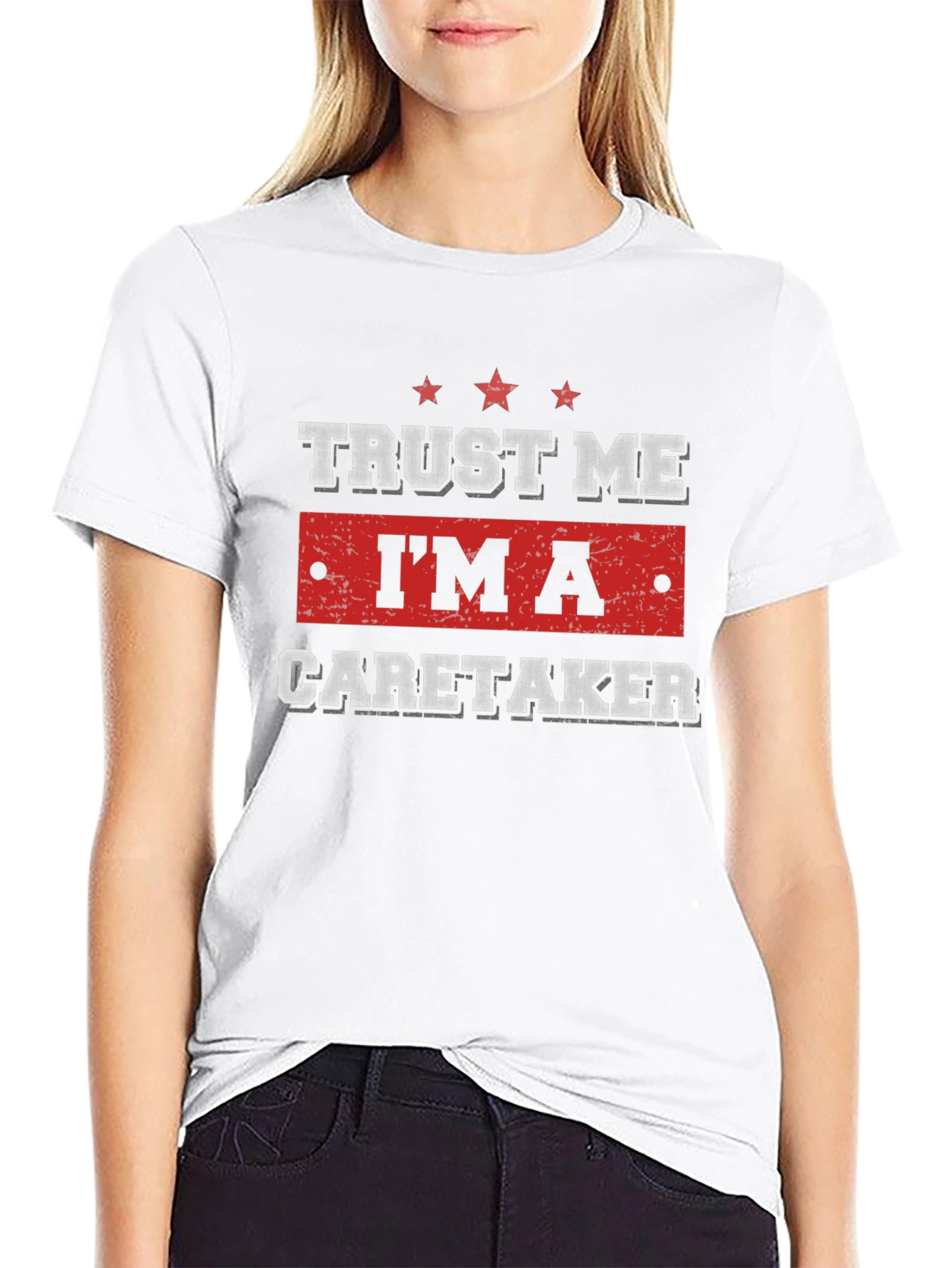 Black Trust Me I'm a Caretaker T-Shirt view 9