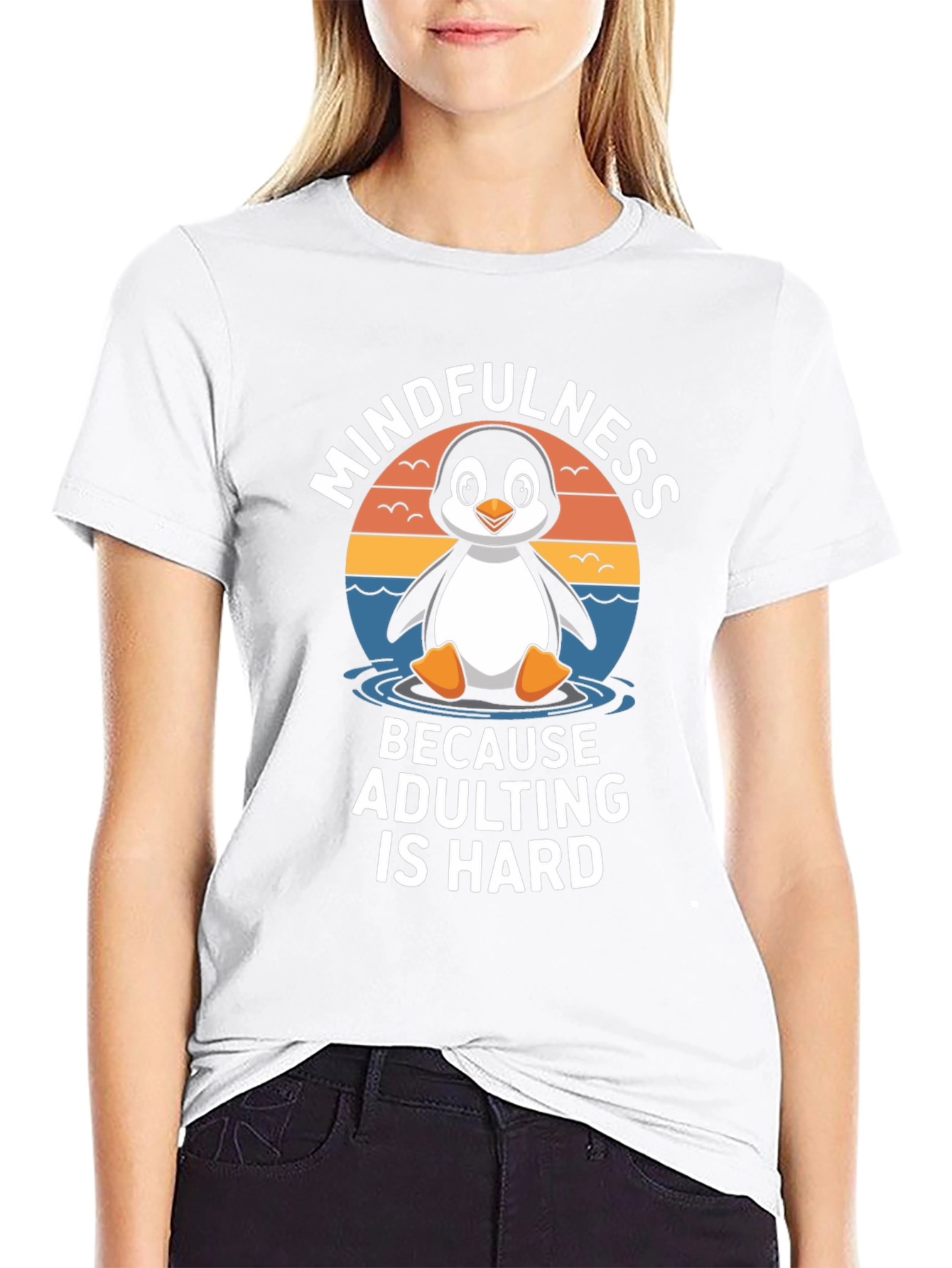 Black Mindfulness Penguin T-Shirt: Adulting is Hard Tee view 9