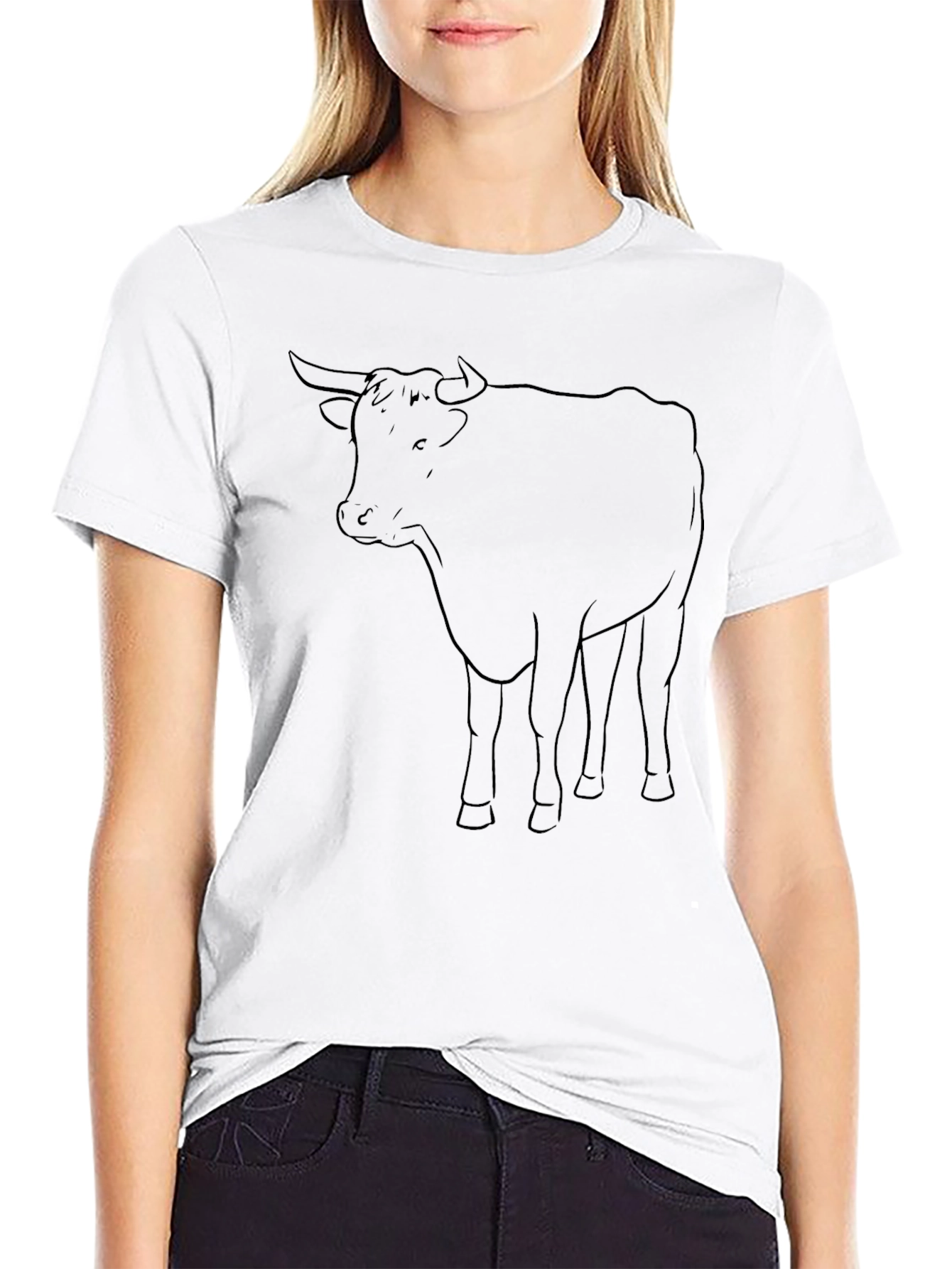 Black Black Bull Outline Graphic Tee - Casual Style view 9