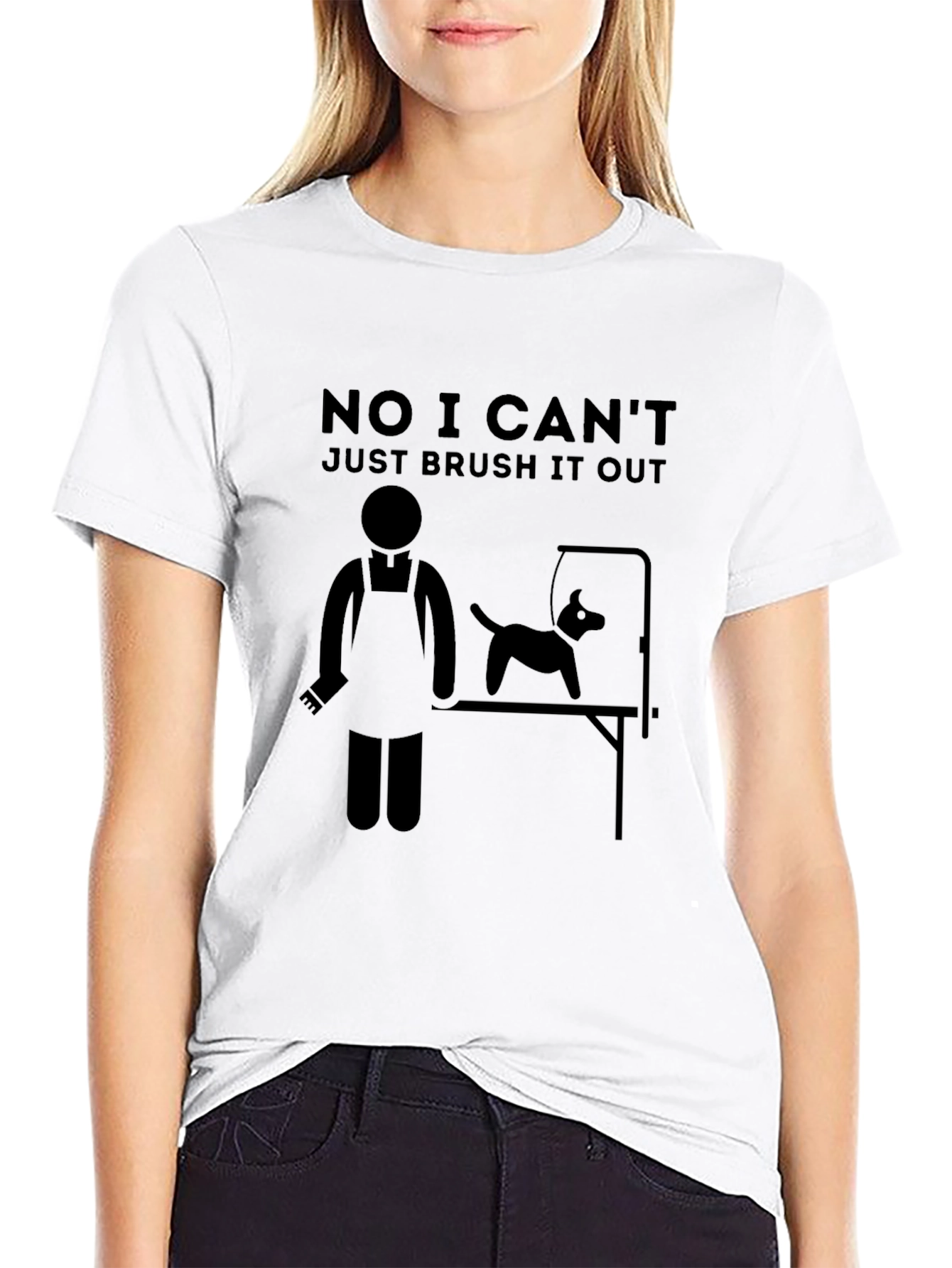 Black Funny Dog Groomer T-Shirt - Brush It Out view 9