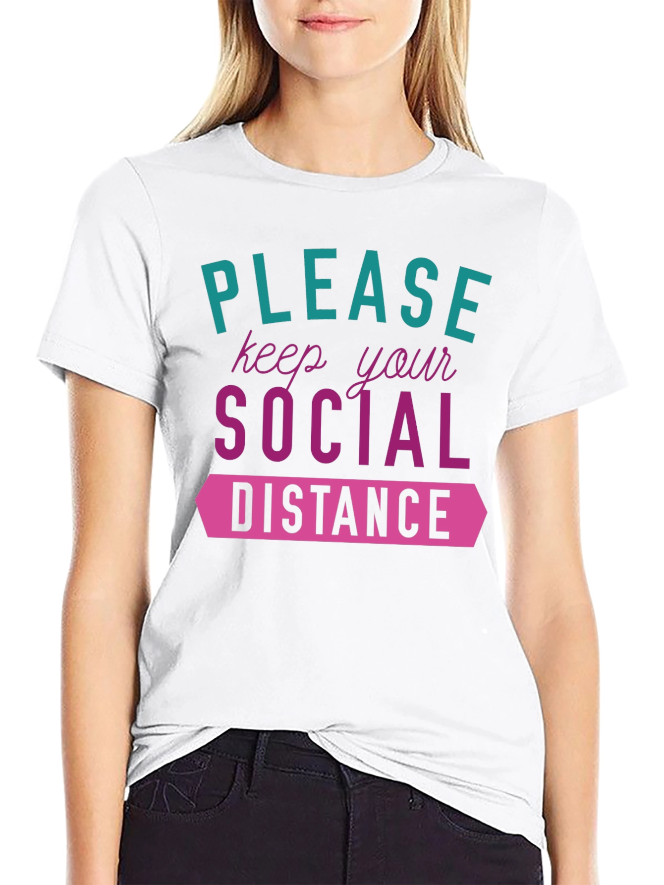 Black Social Distance Graphic Tee - Stylish & Safe! view 9