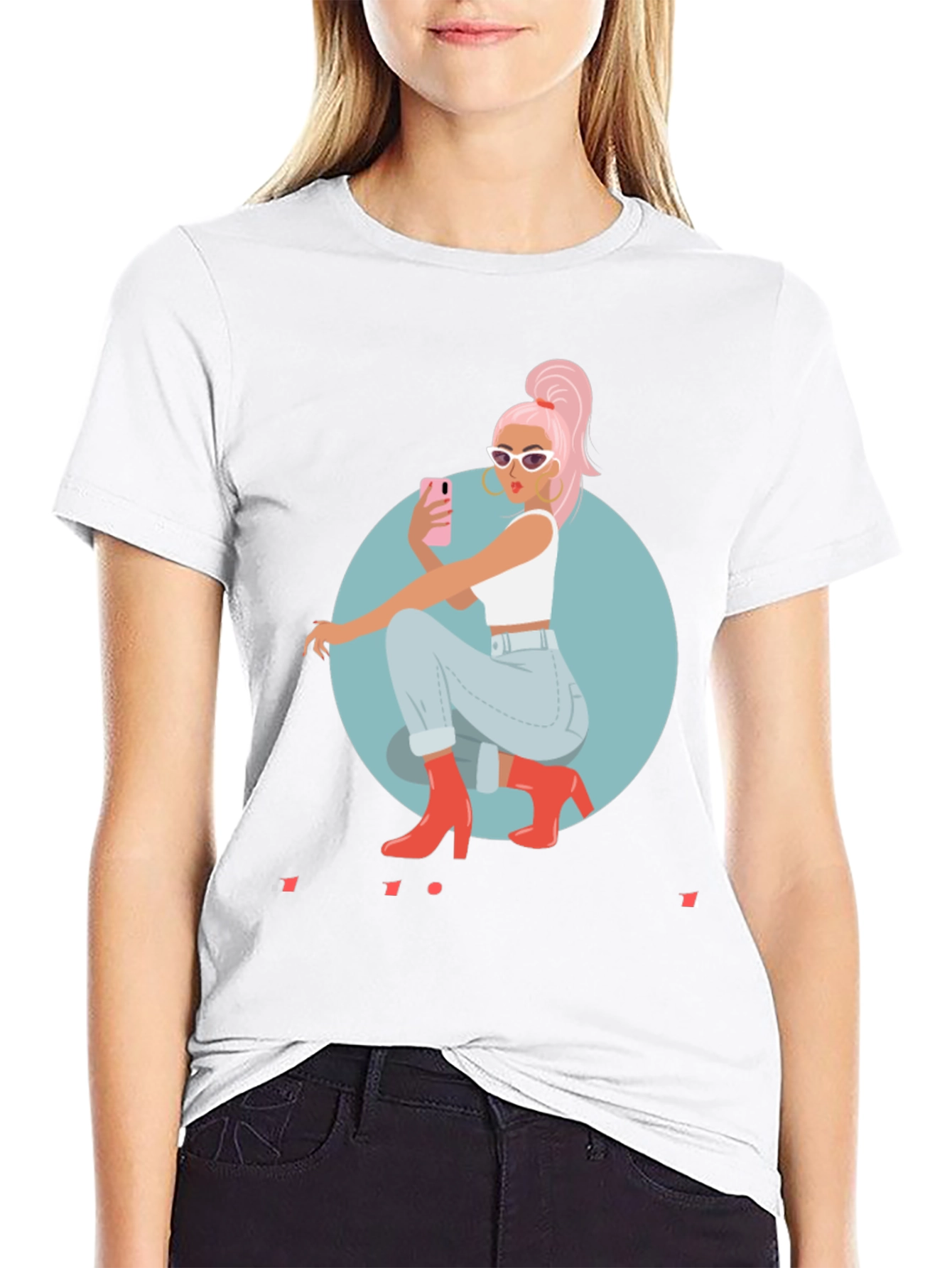 Trendy Woman Graphic Tee - Selfie Time - 9