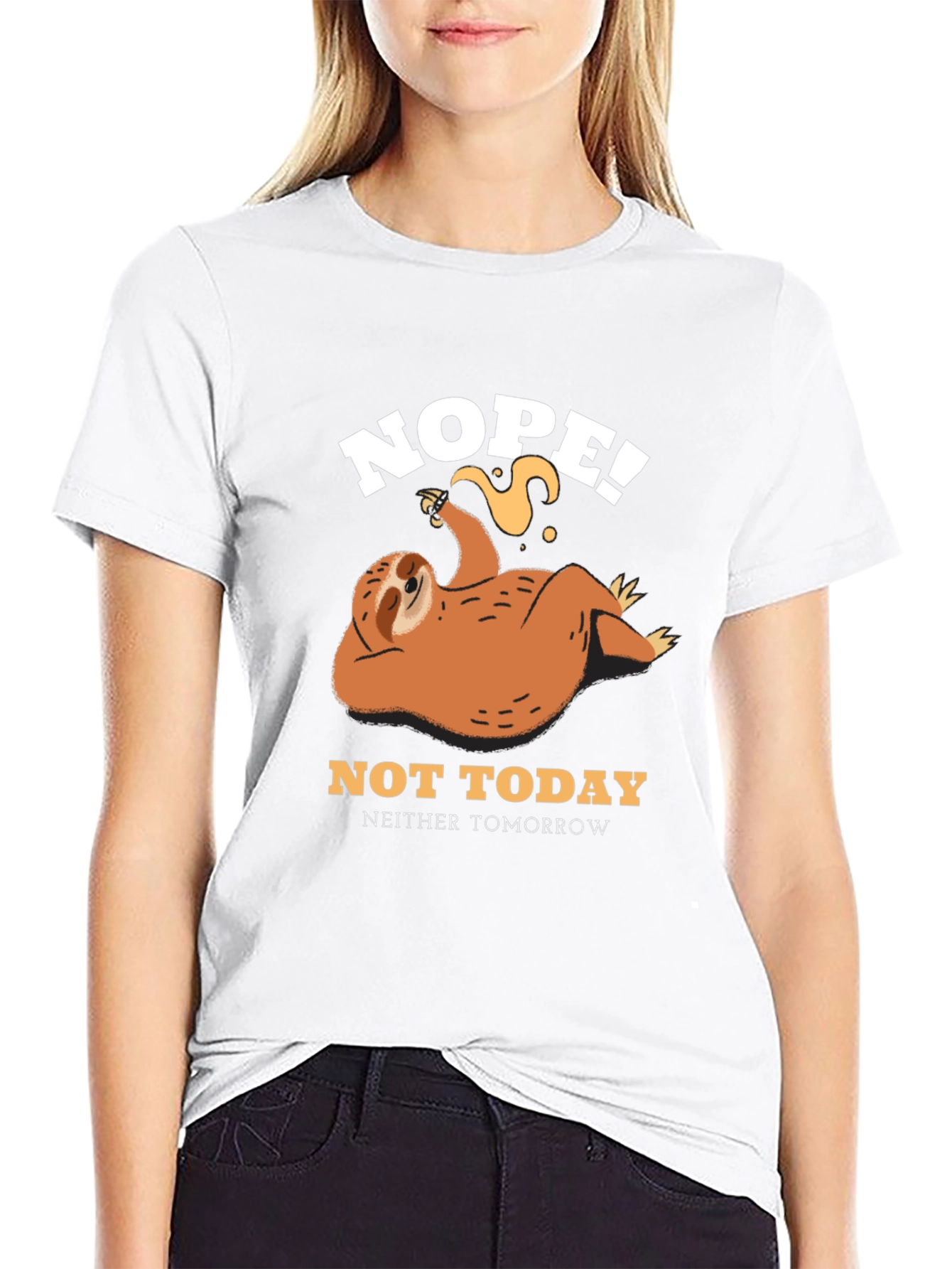 Black Nope, Not Today Sloth Graphic Tee view 9