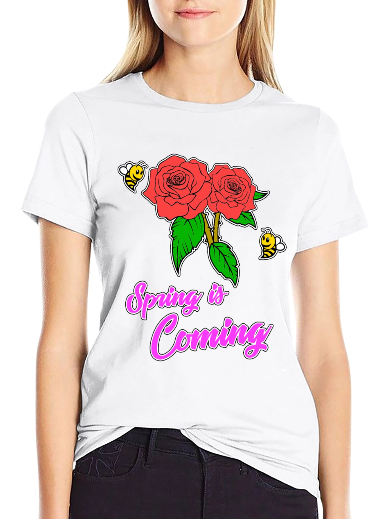 Black Spring is Coming Roses T-Shirt view 9