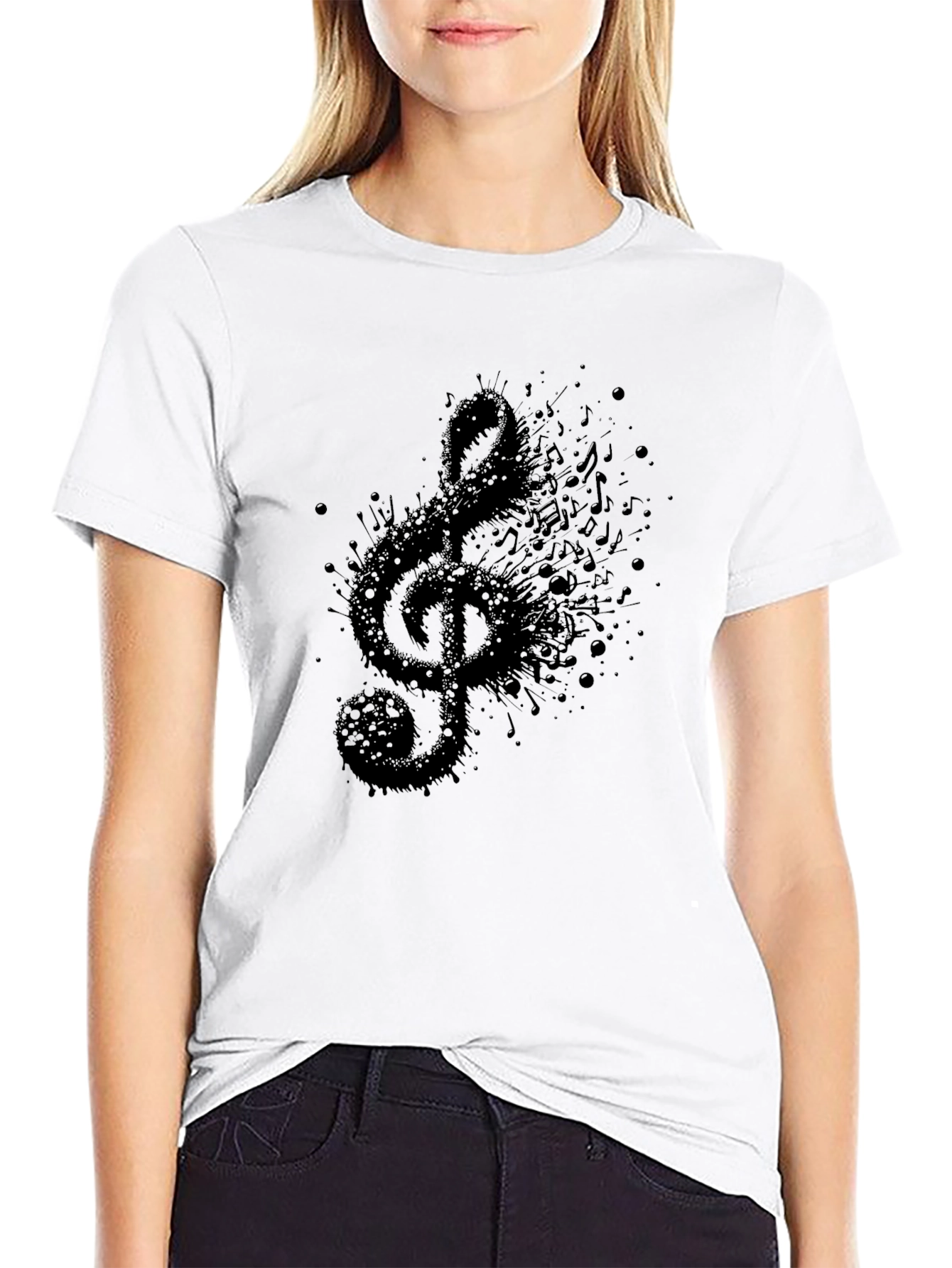 Black Black Musical Note Graphic Tee view 9