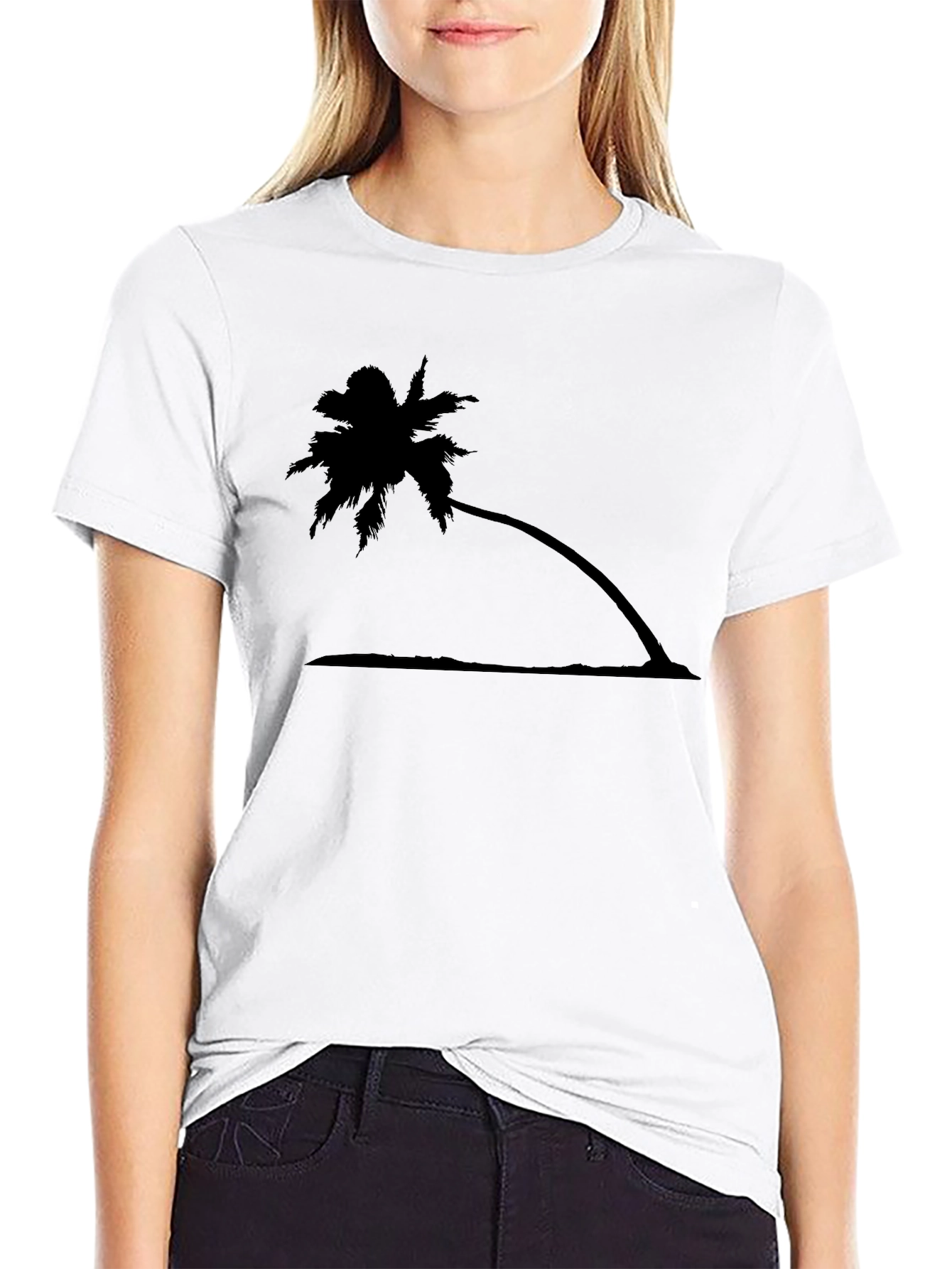 Tropical Palm Tree Graphic Tee - Black Cotton T-Shirt - 9