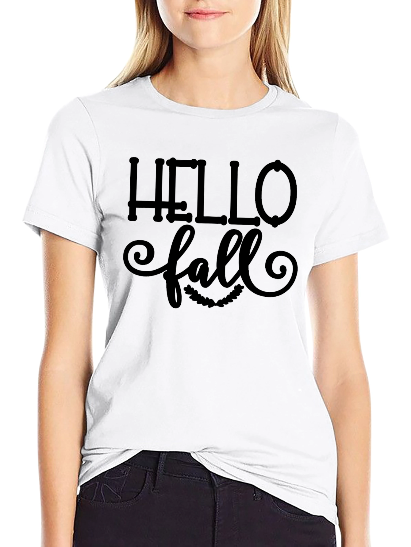 Black Hello Fall Graphic Tee - Unisex Black T-Shirt view 9
