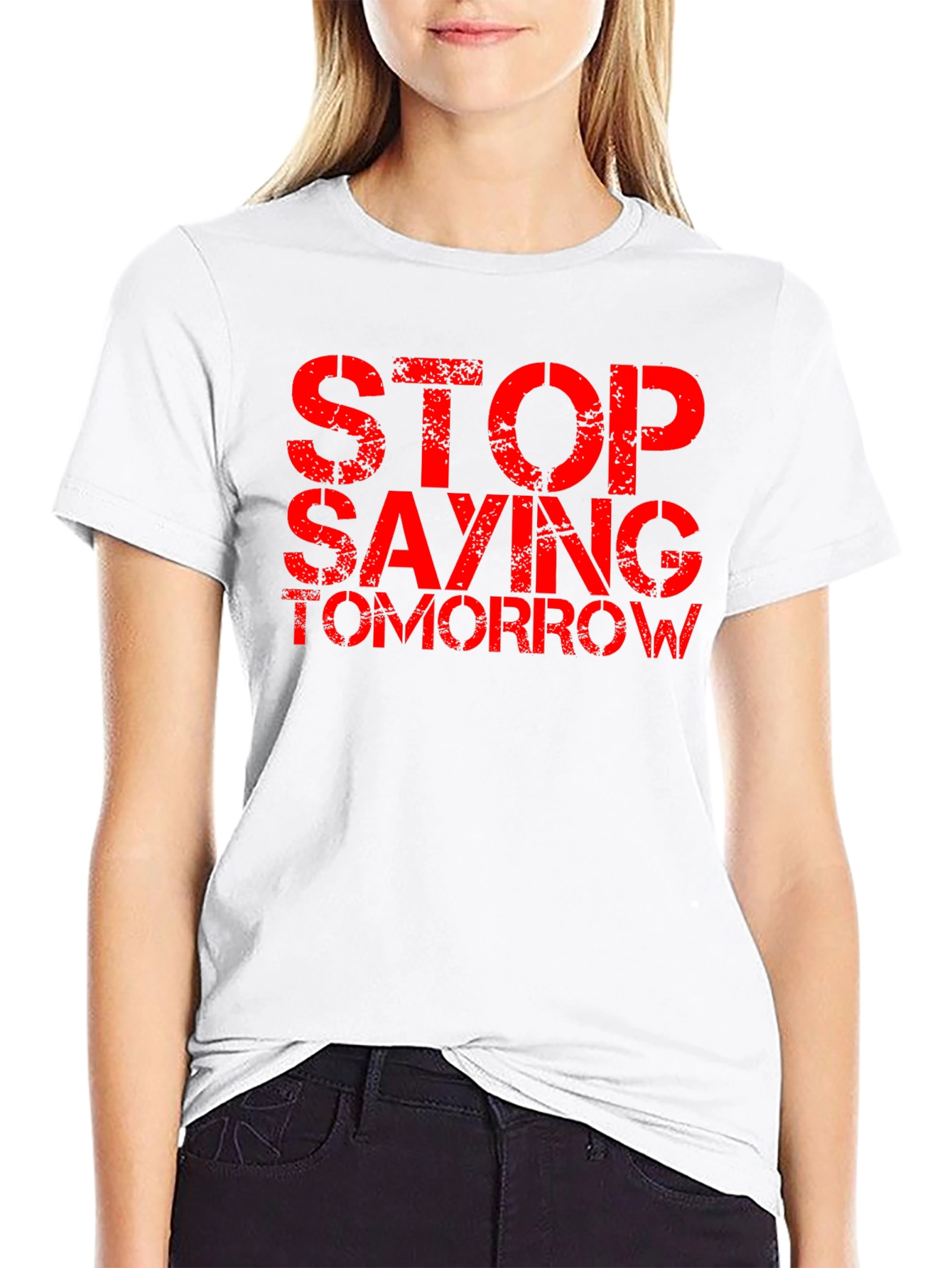 Black Stop Saying Tomorrow Graphic Tee view 9